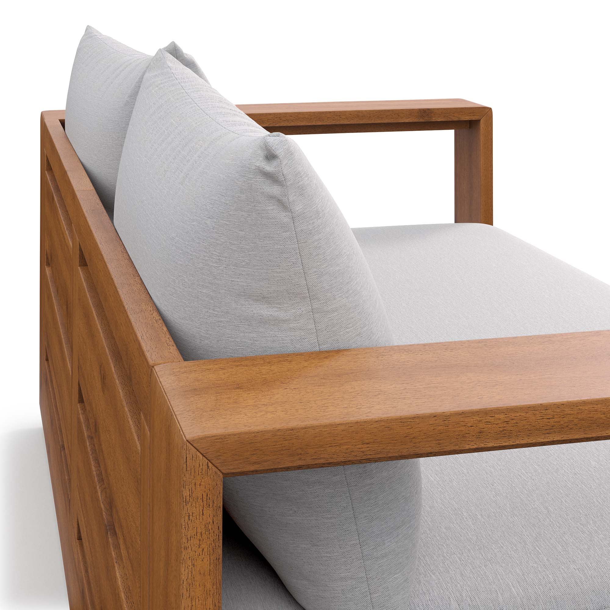 Tahoe Acacia Wood Outdoor Patio Acacia Wood Loveseat in Natural Light Gray