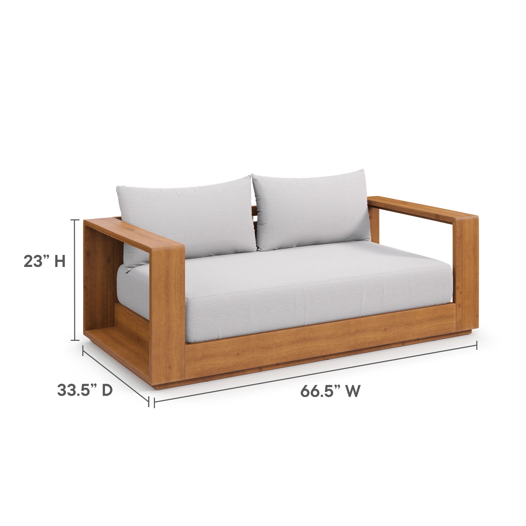 Tahoe Acacia Wood Outdoor Patio Acacia Wood Loveseat in Natural Light Gray