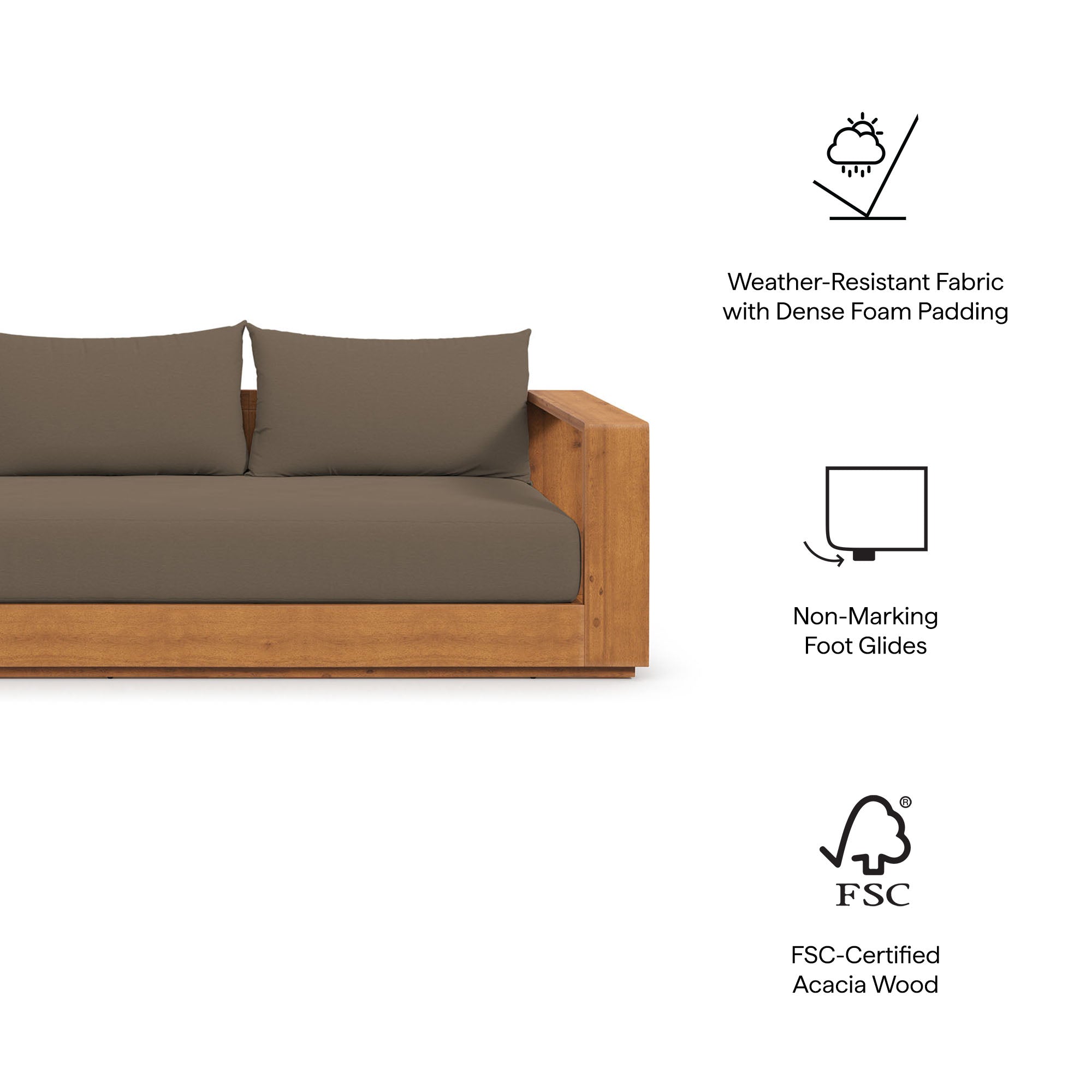 Tahoe Outdoor Patio Acacia Wood Sofa by Modway
