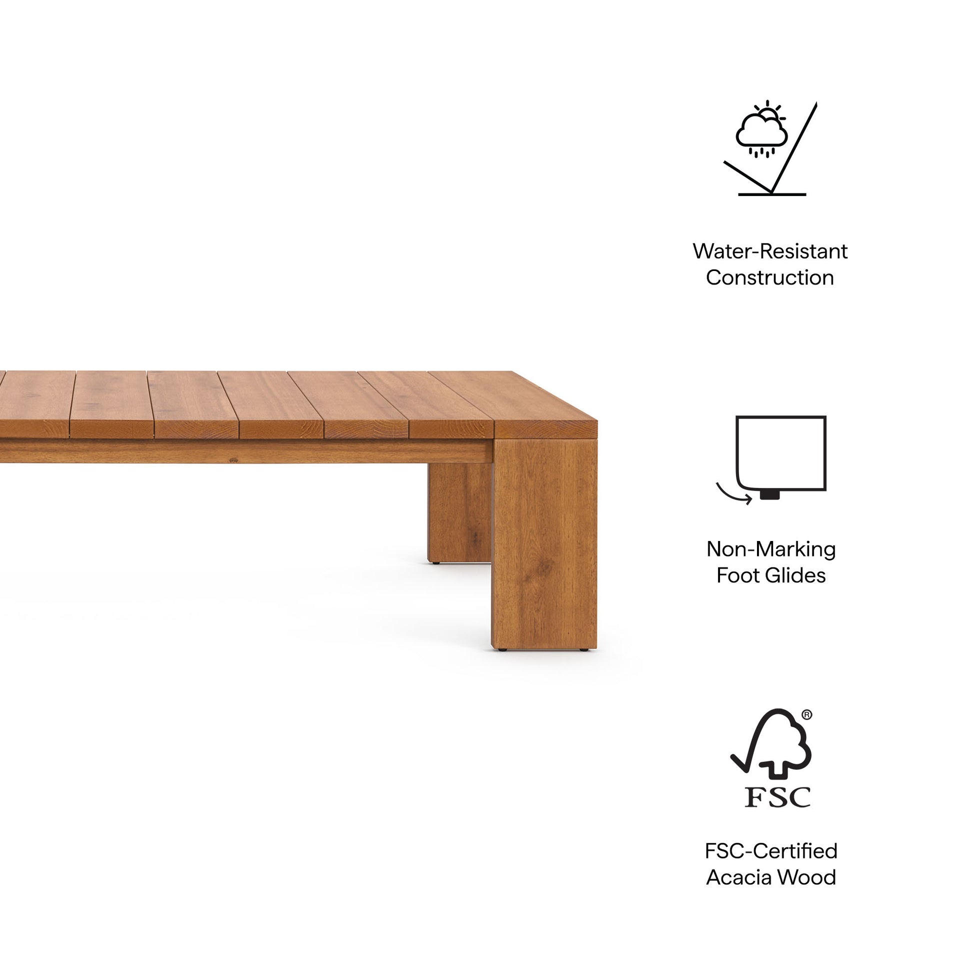 Tahoe Outdoor Patio Acacia Wood Coffee Table by Modway - Best Buy Furniture