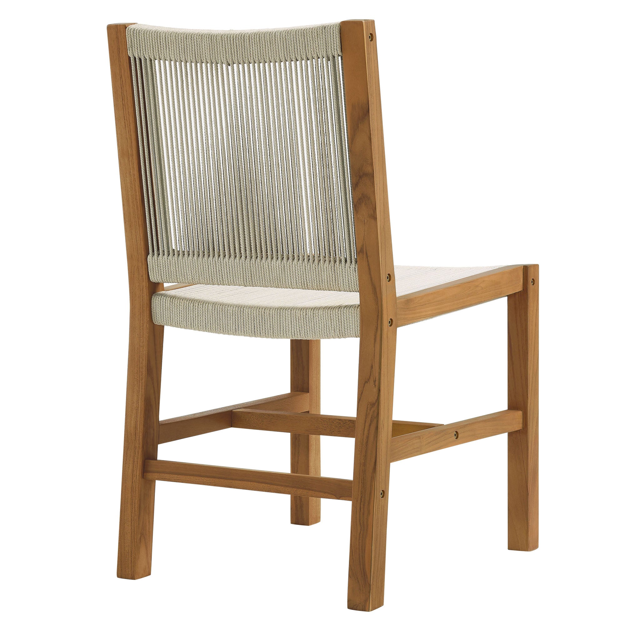 Vienna Outdoor Patio Teak and Rope Armless Dining Chairs Set of 2 by Modway