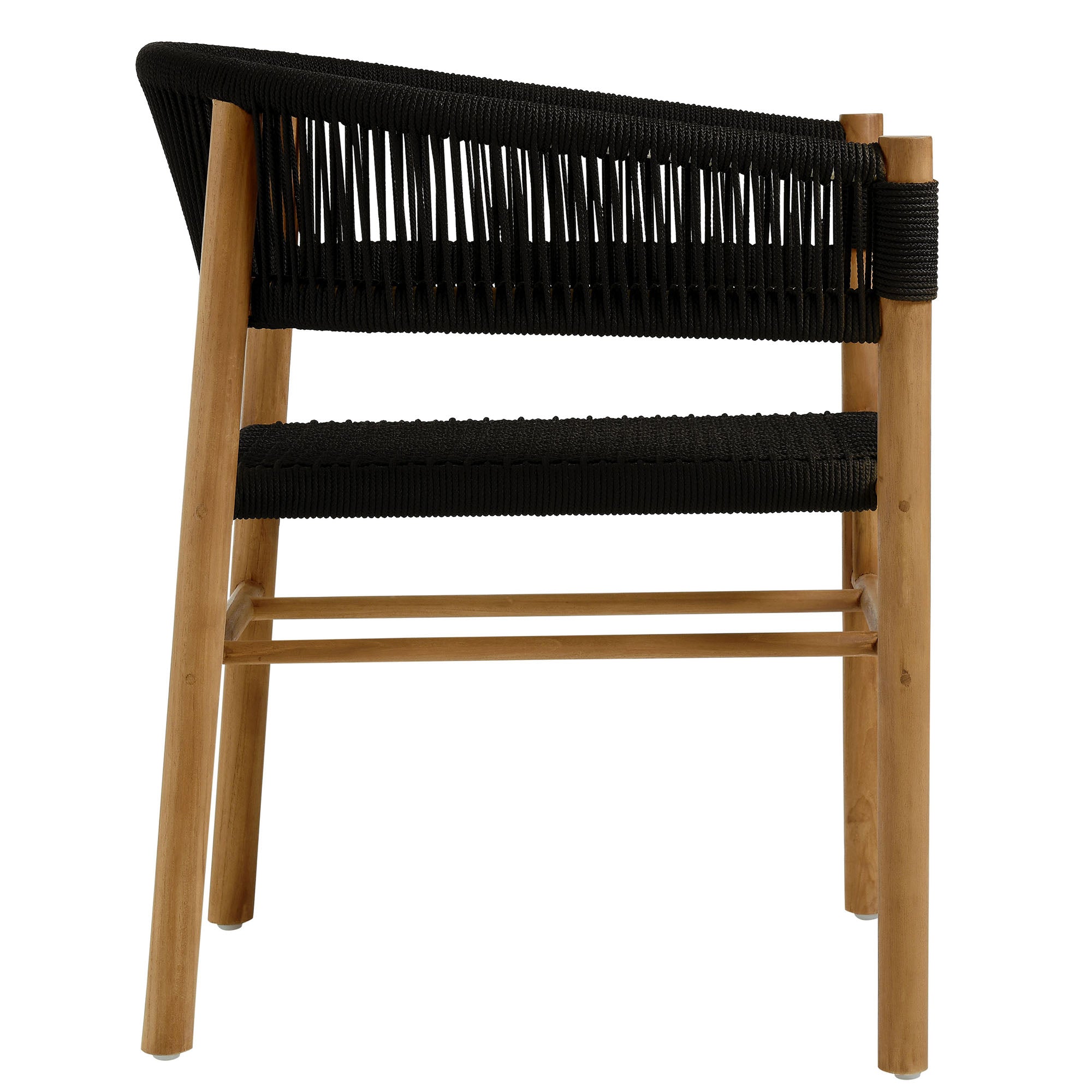 Vienna Outdoor Patio Teak and Rope Curved-Back Dining Armchairs Set of 2 by Modway