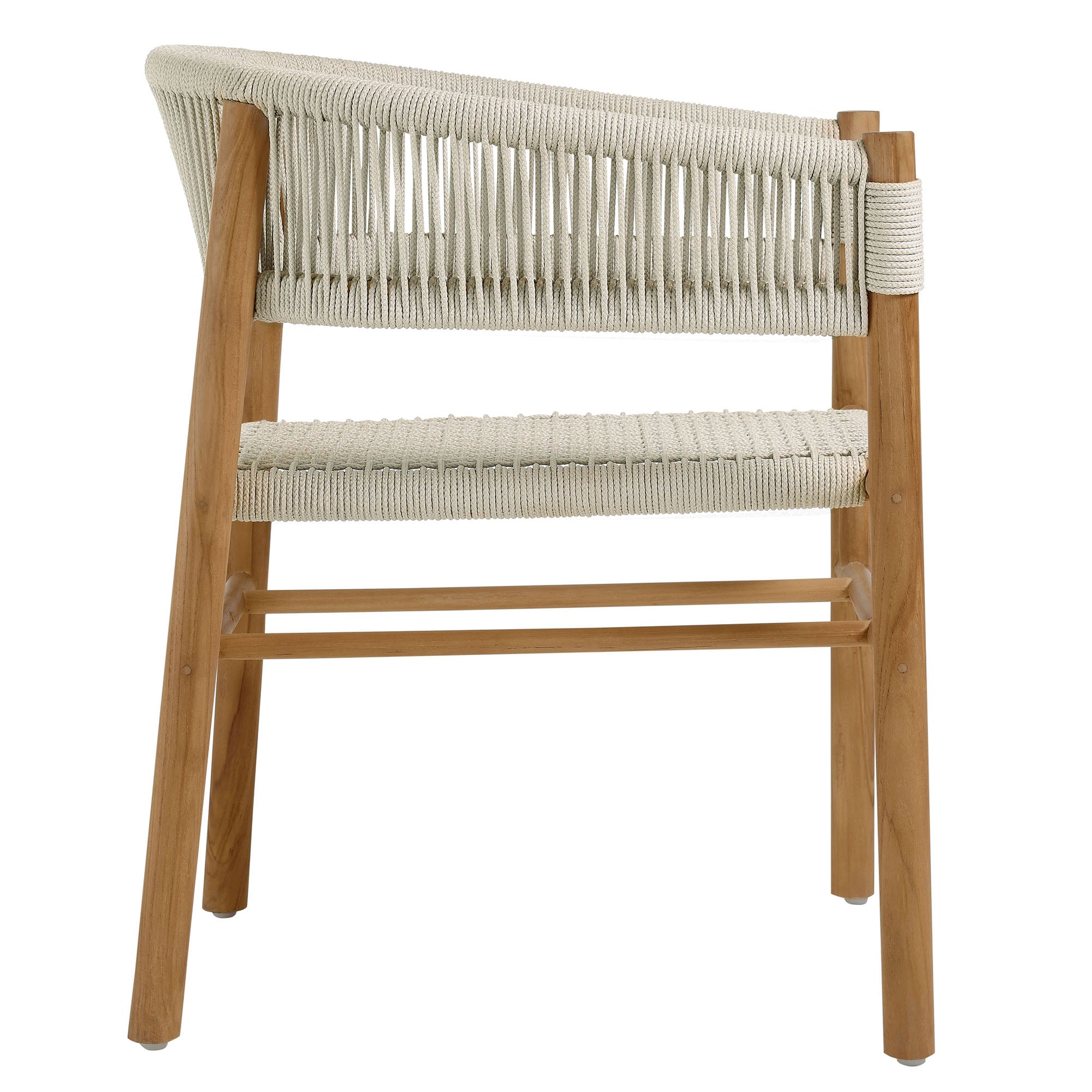 Vienna Outdoor Patio Teak and Rope Curved-Back Dining Armchairs Set of 2 by Modway