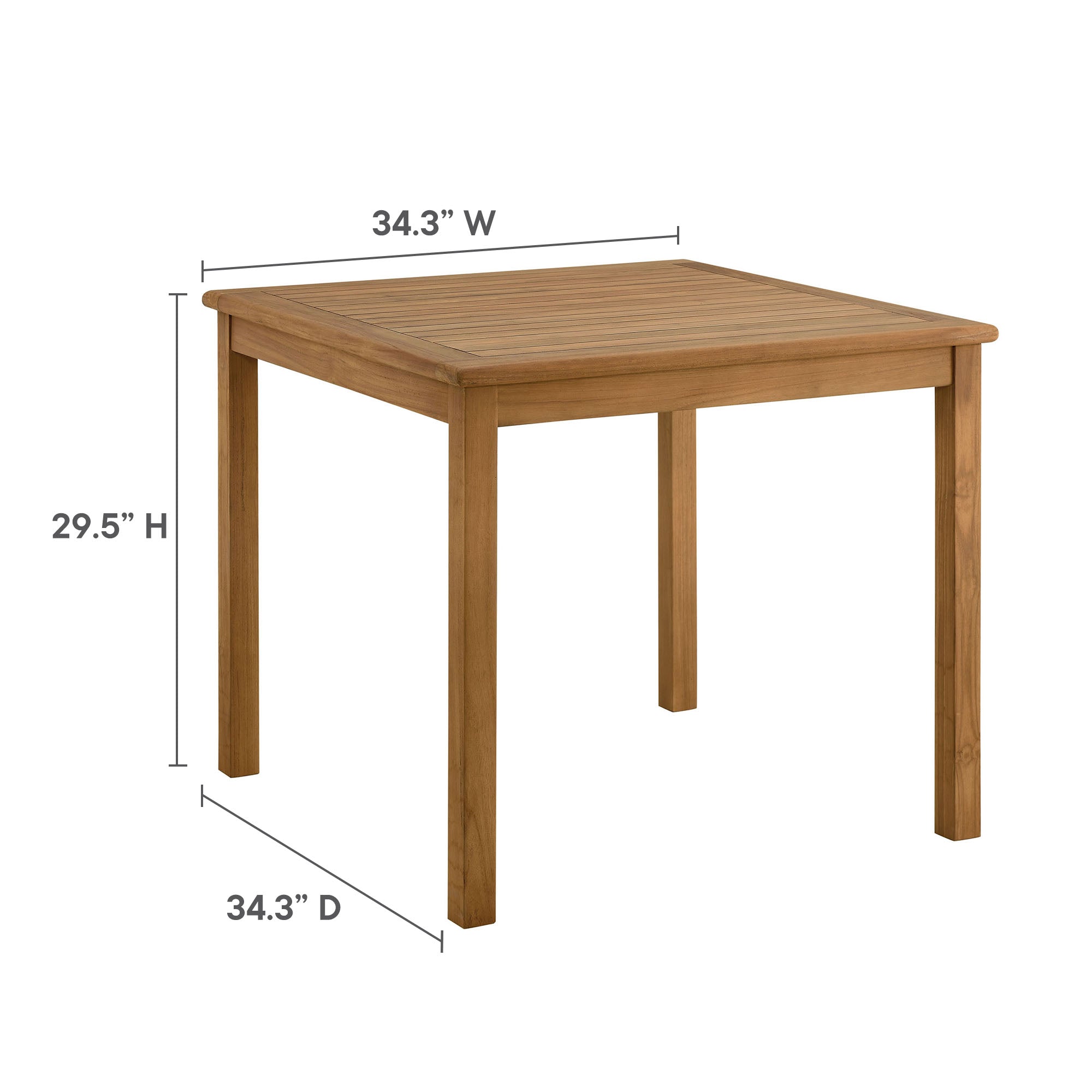 Vienna 34" Square Outdoor Patio Teak Wood Dining Table by Modway