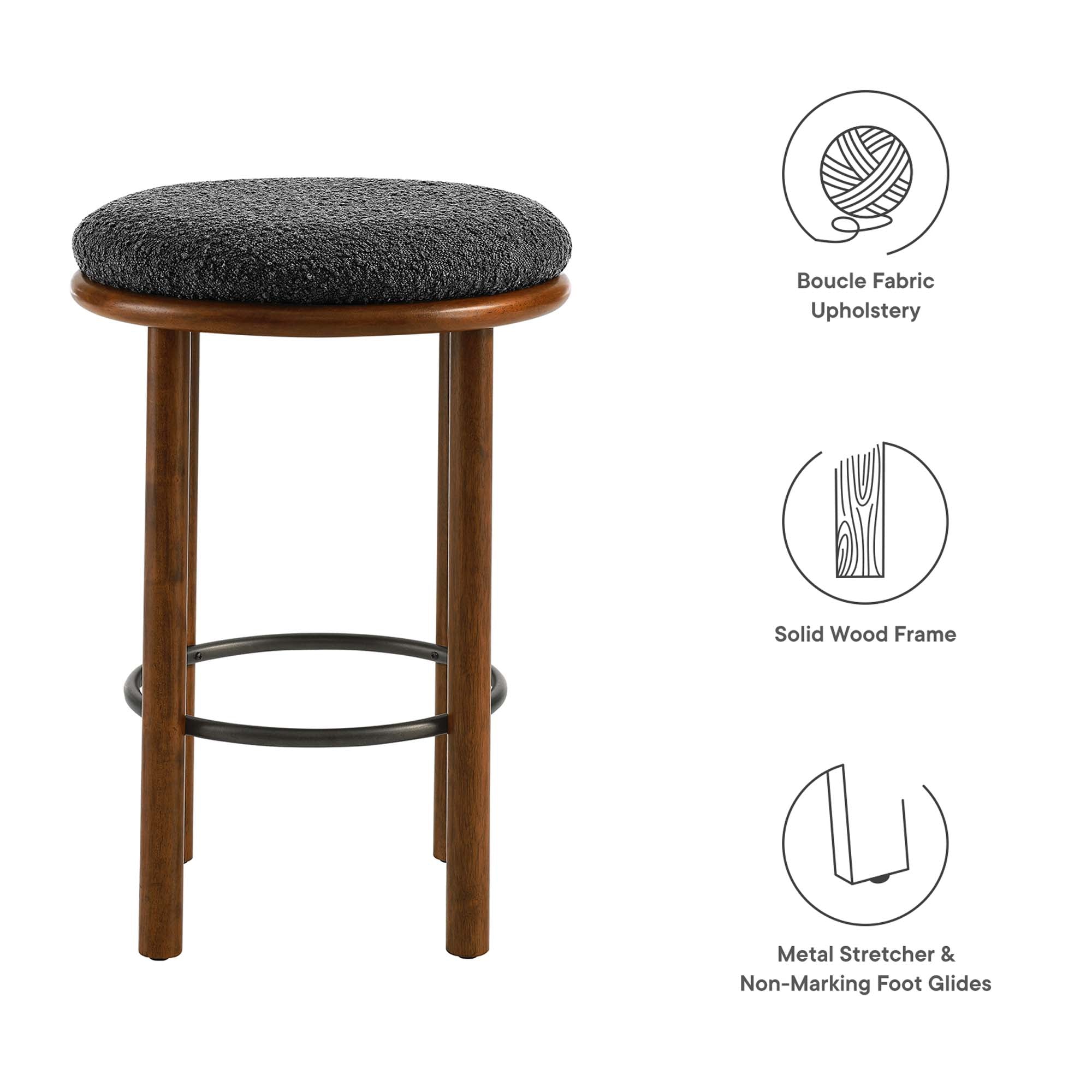 Fable Boucle Fabric Counter Stools Set of 2 by Modway