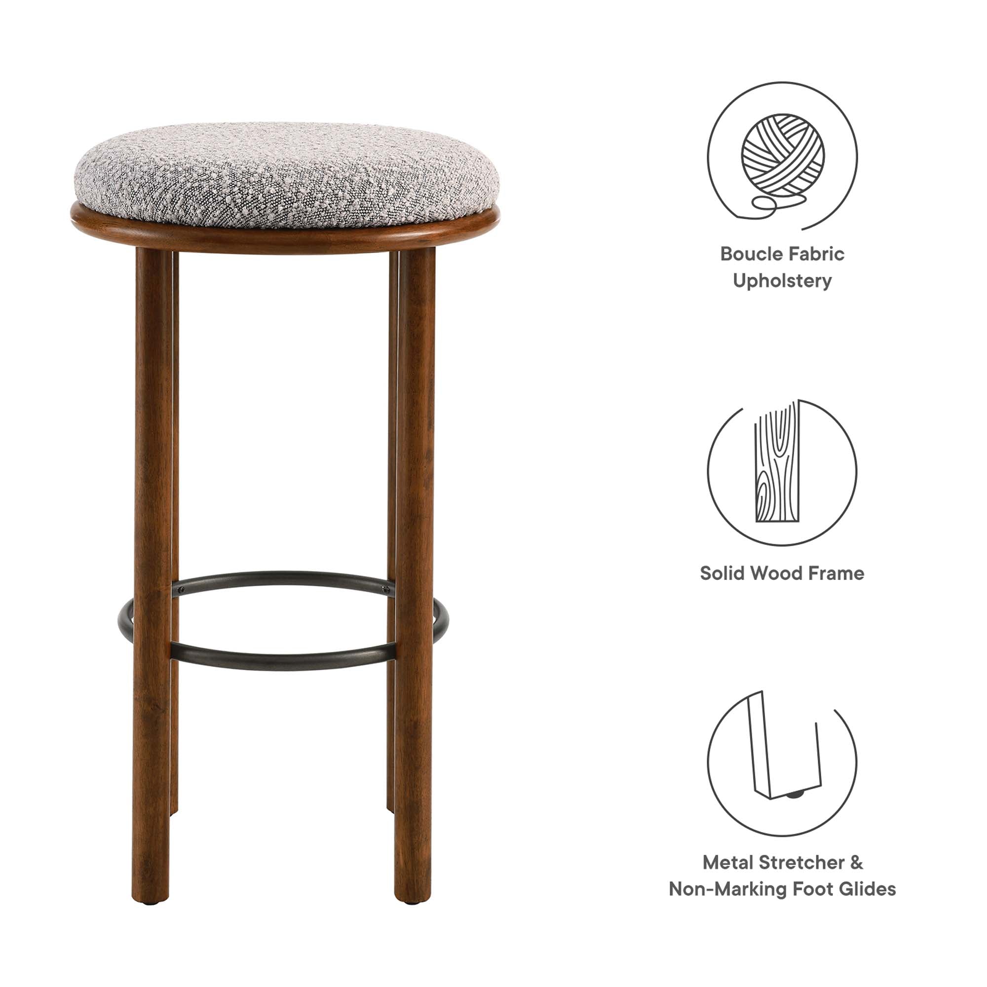 Fable Boucle Fabric Bar Stools Set of 2 by Modway