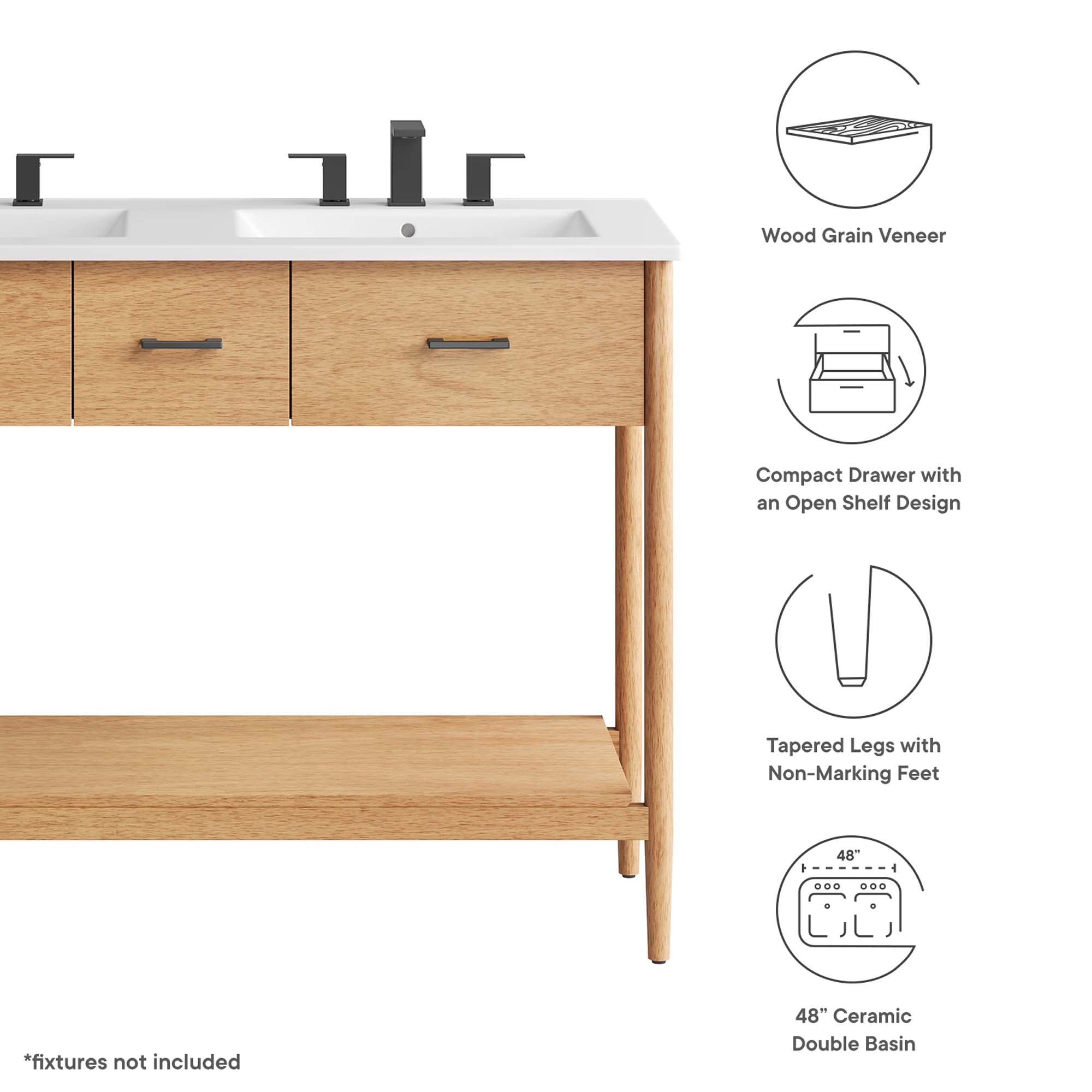 Zaire 48" Double Sink Bathroom Vanity by Modway