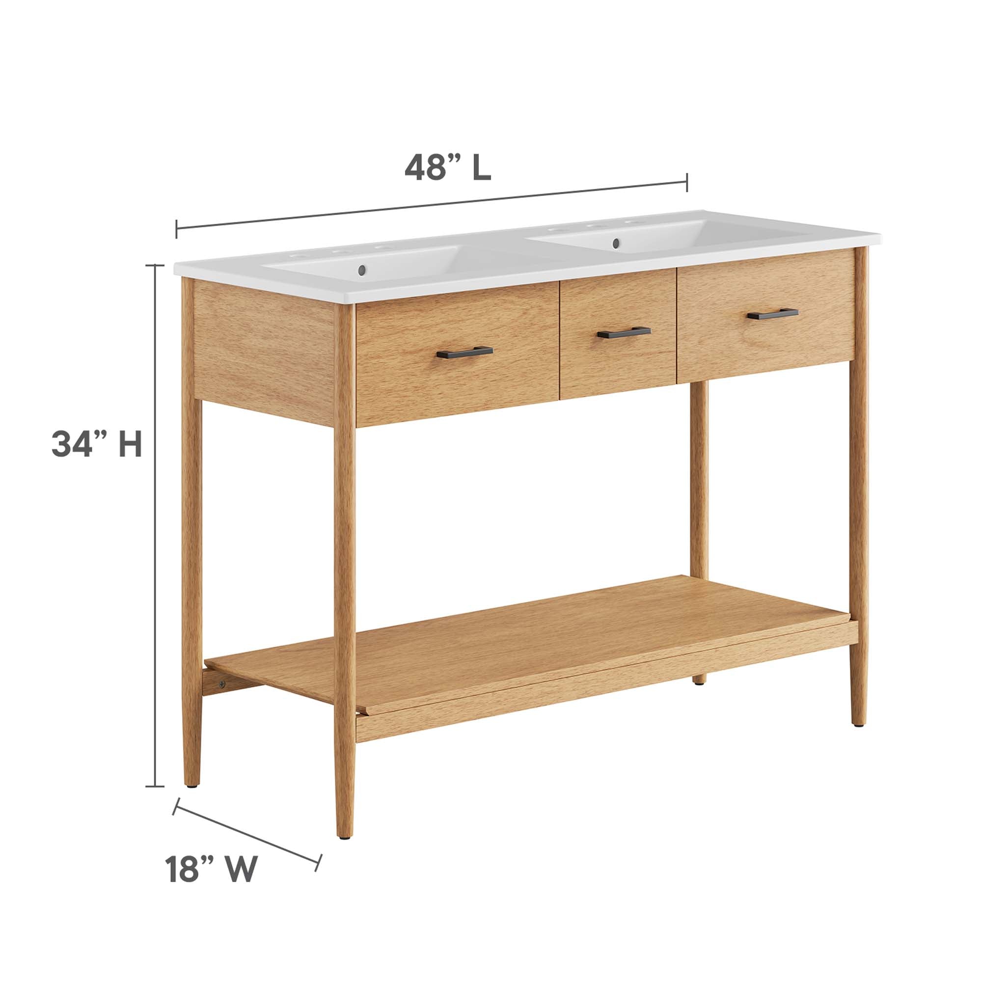 Zaire 48" Double Sink Bathroom Vanity by Modway