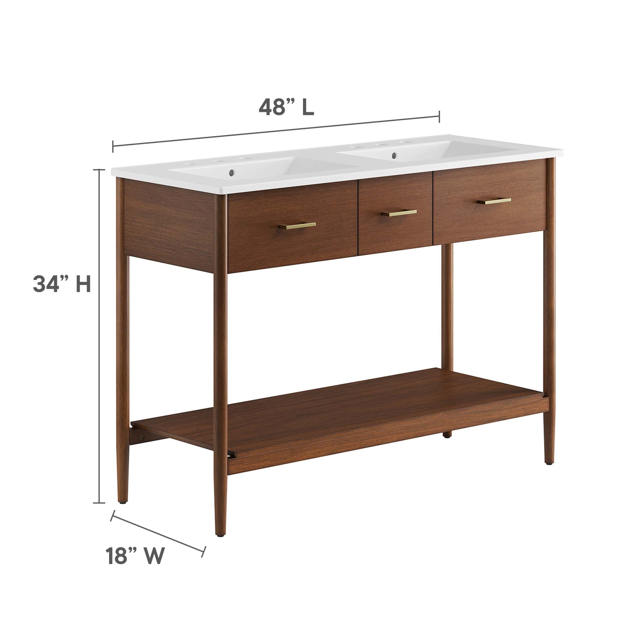 Zaire 48" Double Sink Bathroom Vanity by Modway