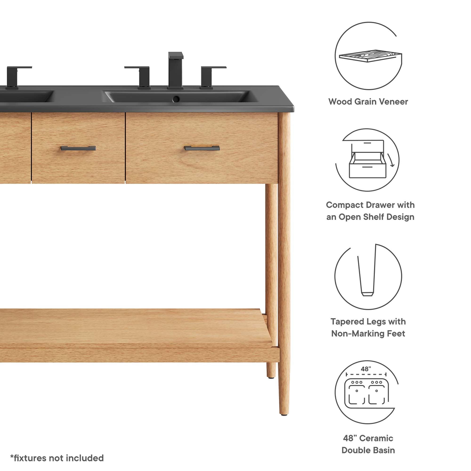 Zaire 48" Double Sink Bathroom Vanity by Modway