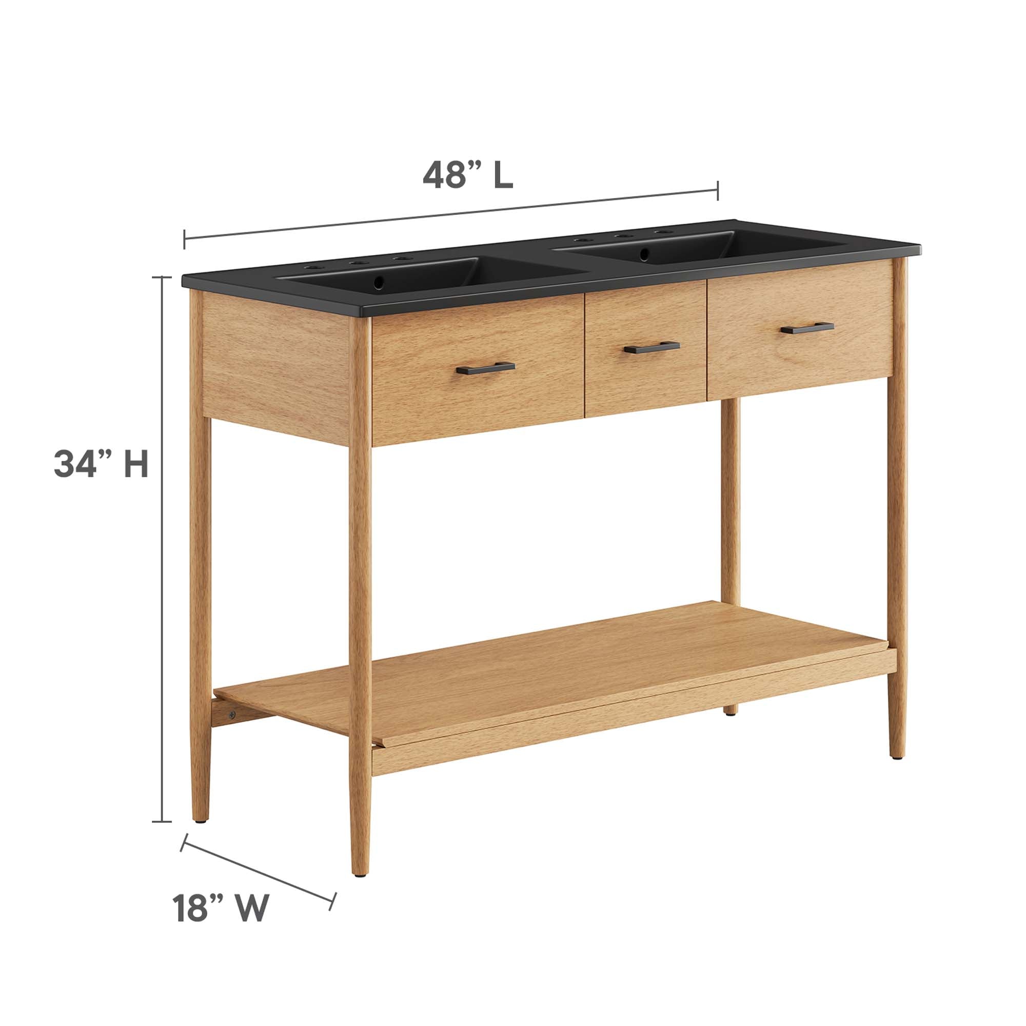 Zaire 48" Double Sink Bathroom Vanity by Modway
