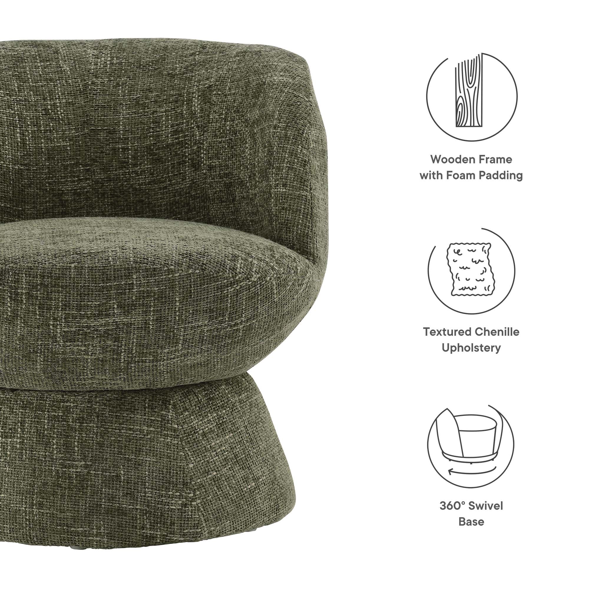 Vesta Chenille Fabric Upholstered Swivel Chair by Modway