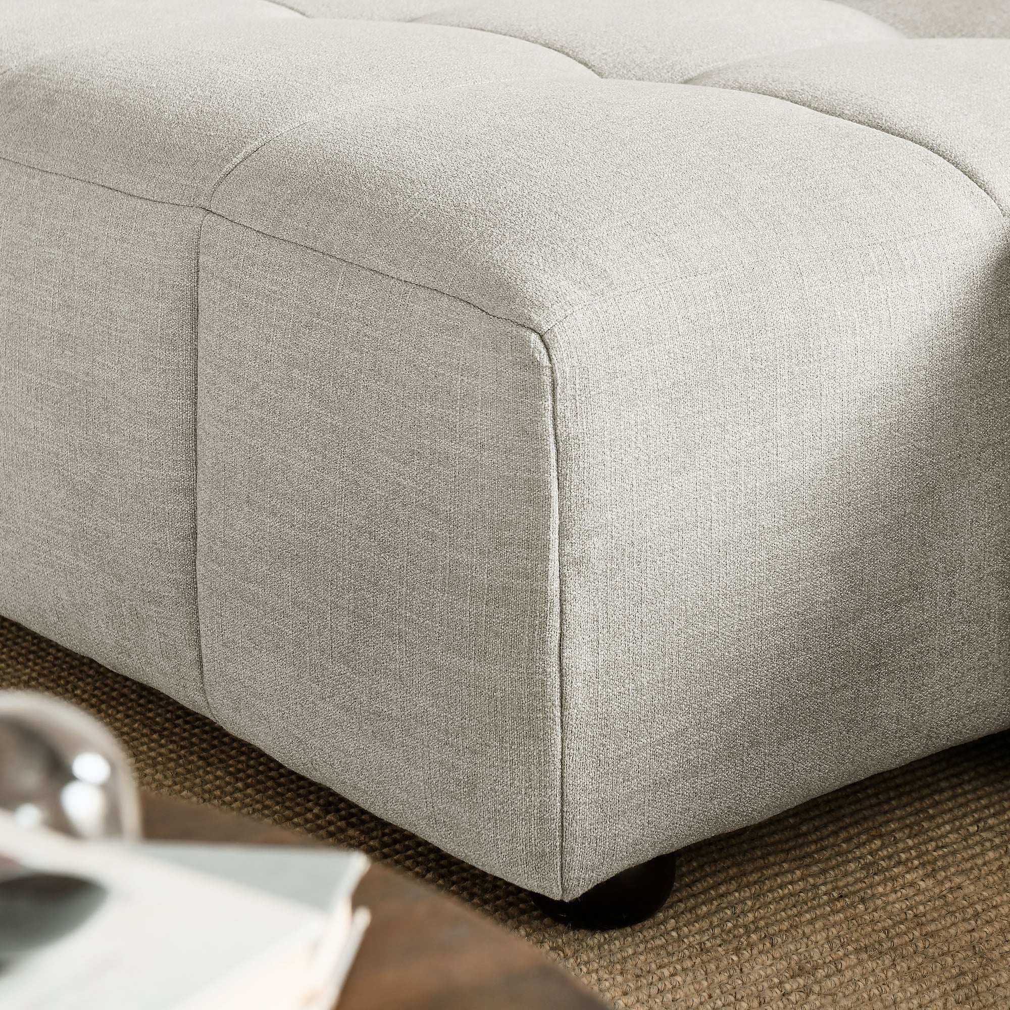 Liana Left-Facing Upholstered Fabric Modular Sofa with Chaise in Linen