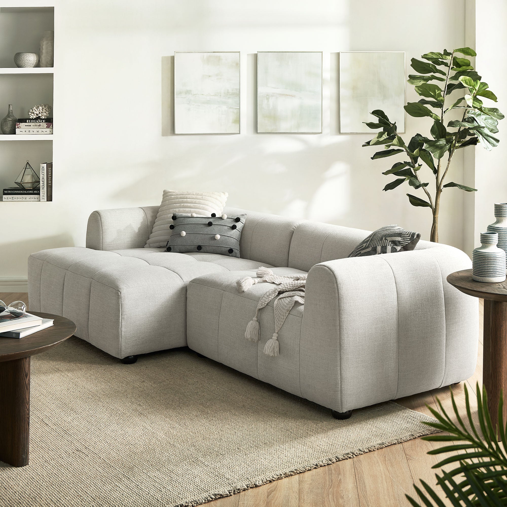 Liana Left-Facing Upholstered Fabric Modular Sofa with Chaise by Modway - Best Buy Furniture