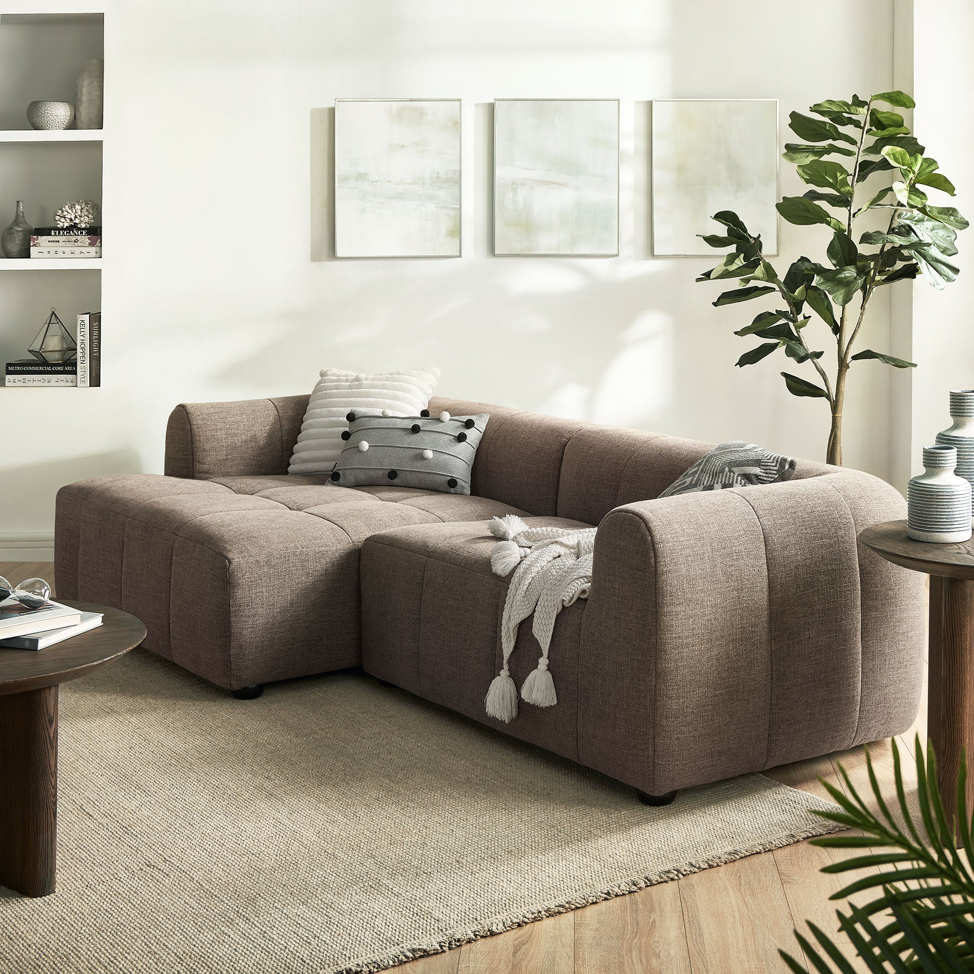 Liana Left-Facing Upholstered Fabric Modular Sofa with Chaise by Modway - Best Buy Furniture