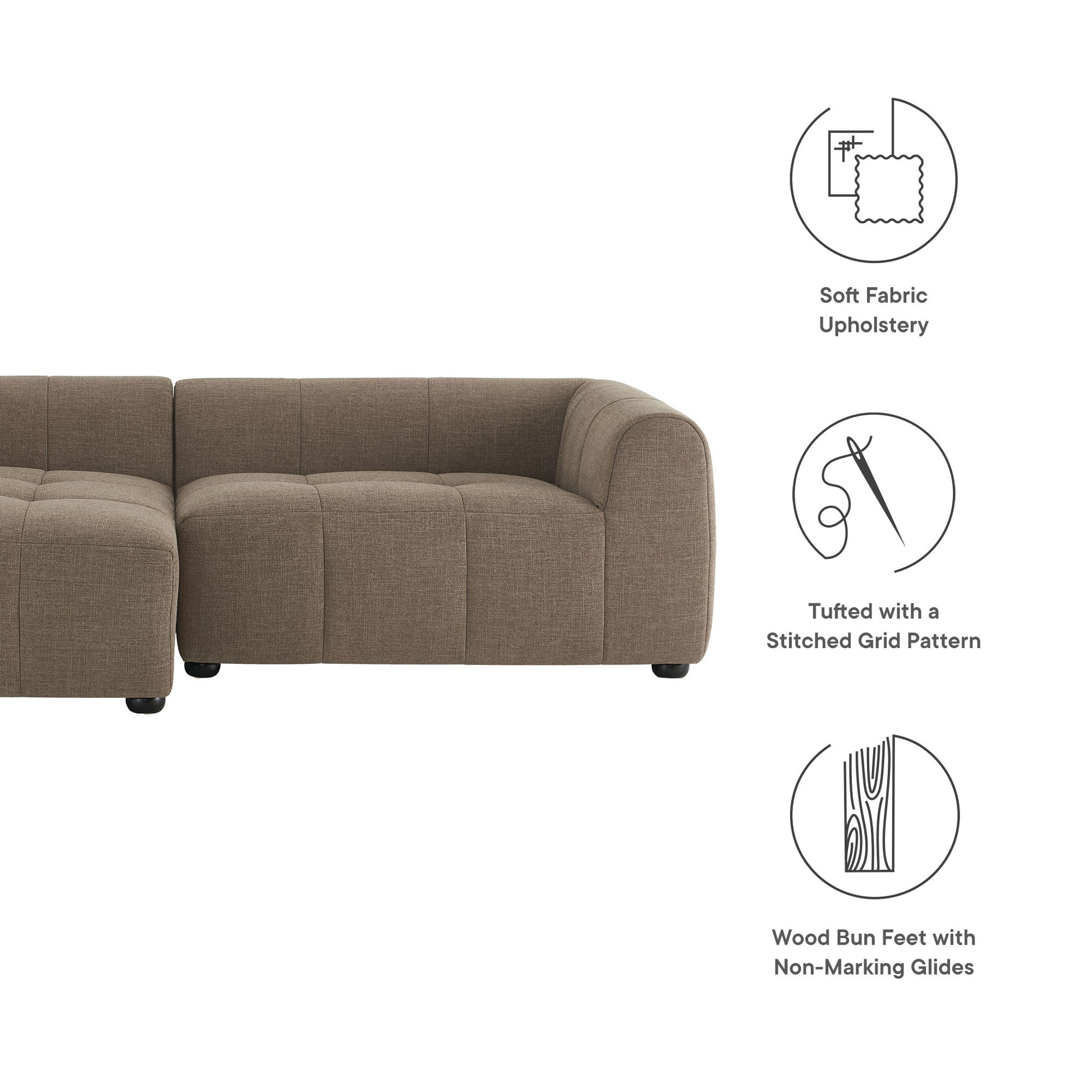 Liana Left-Facing Upholstered Fabric Modular Sofa with Chaise by Modway - Best Buy Furniture