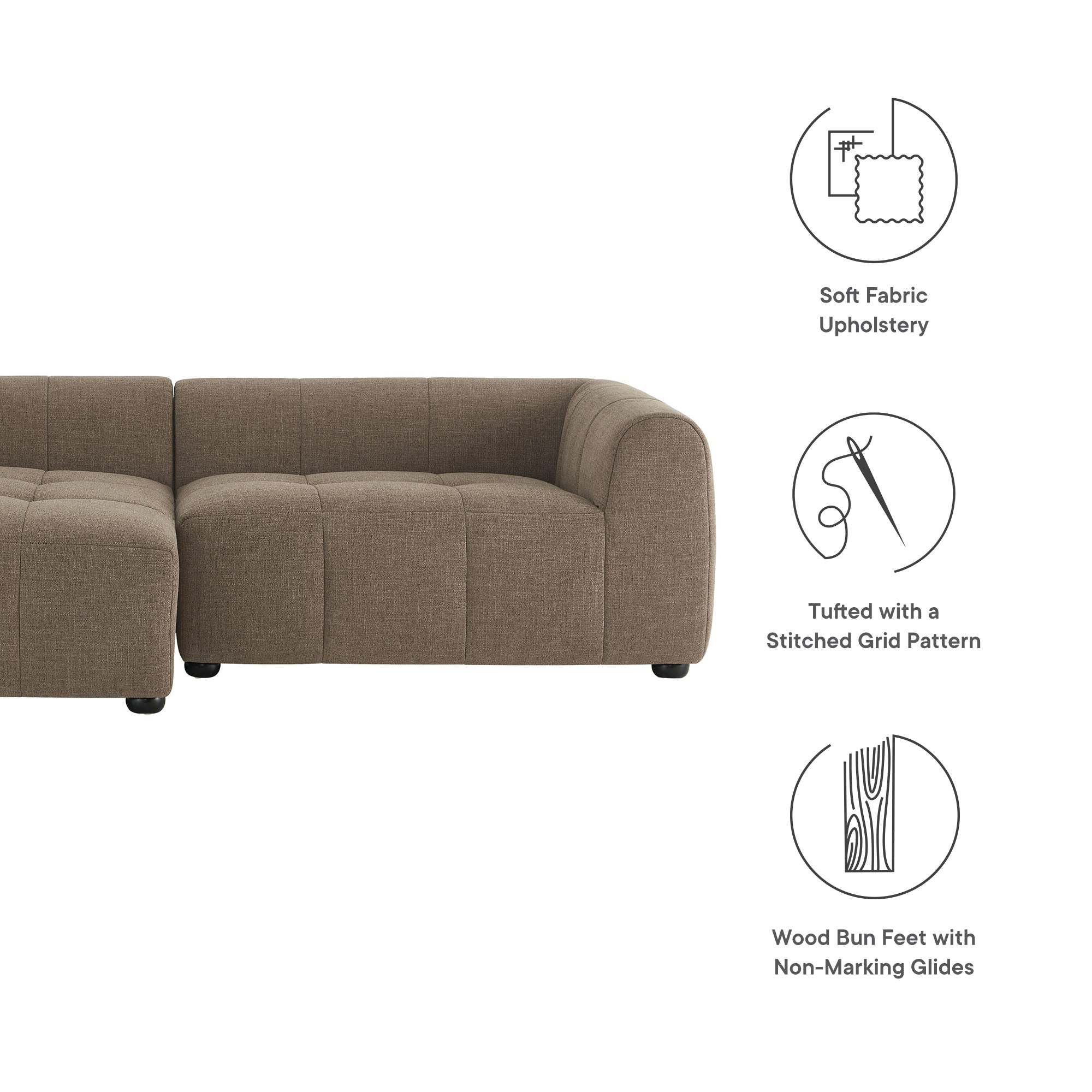 Liana Left-Facing Upholstered Fabric Modular Sofa with Chaise by Modway - Best Buy Furniture