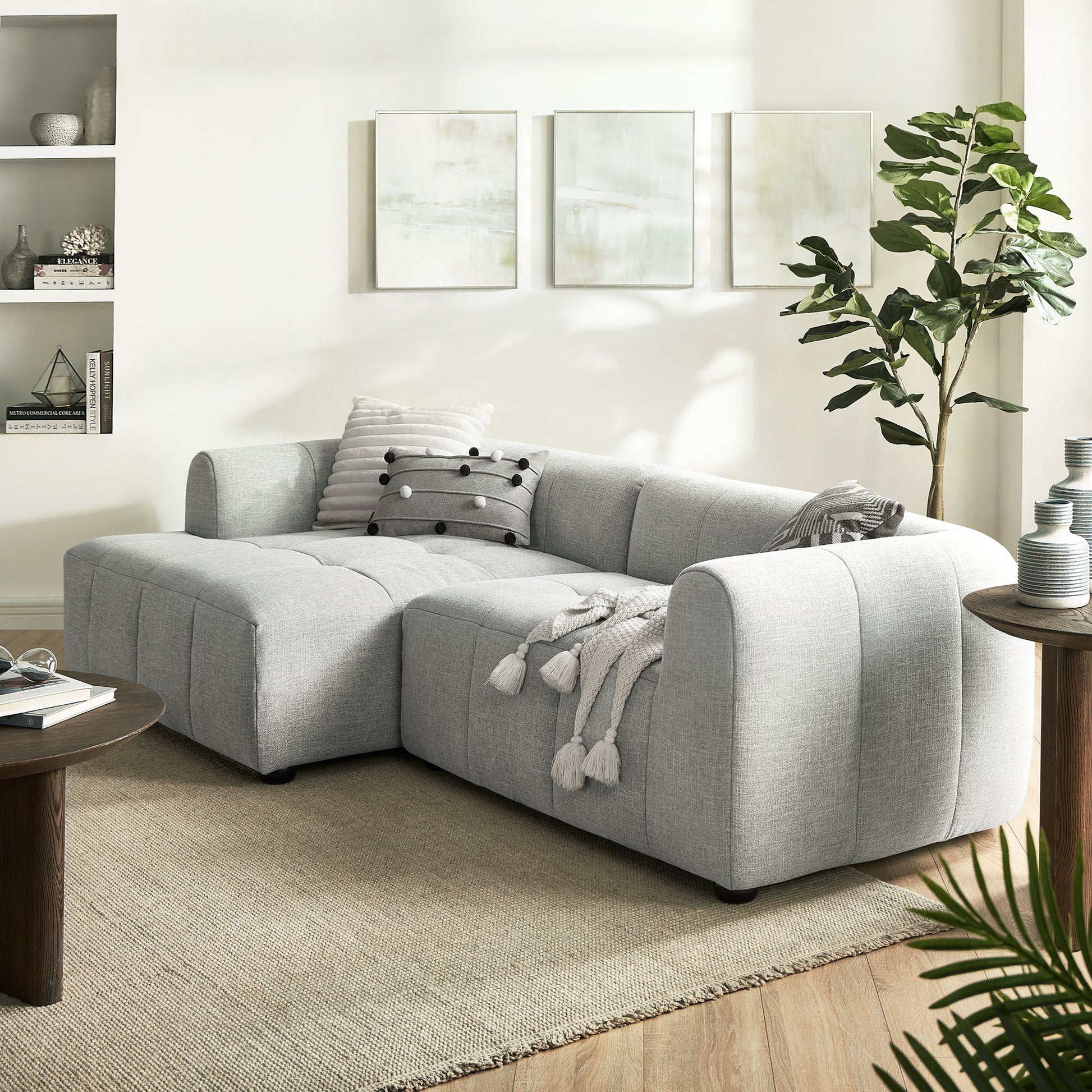 Liana Left-Facing Upholstered Fabric Modular Sofa with Chaise by Modway - Best Buy Furniture