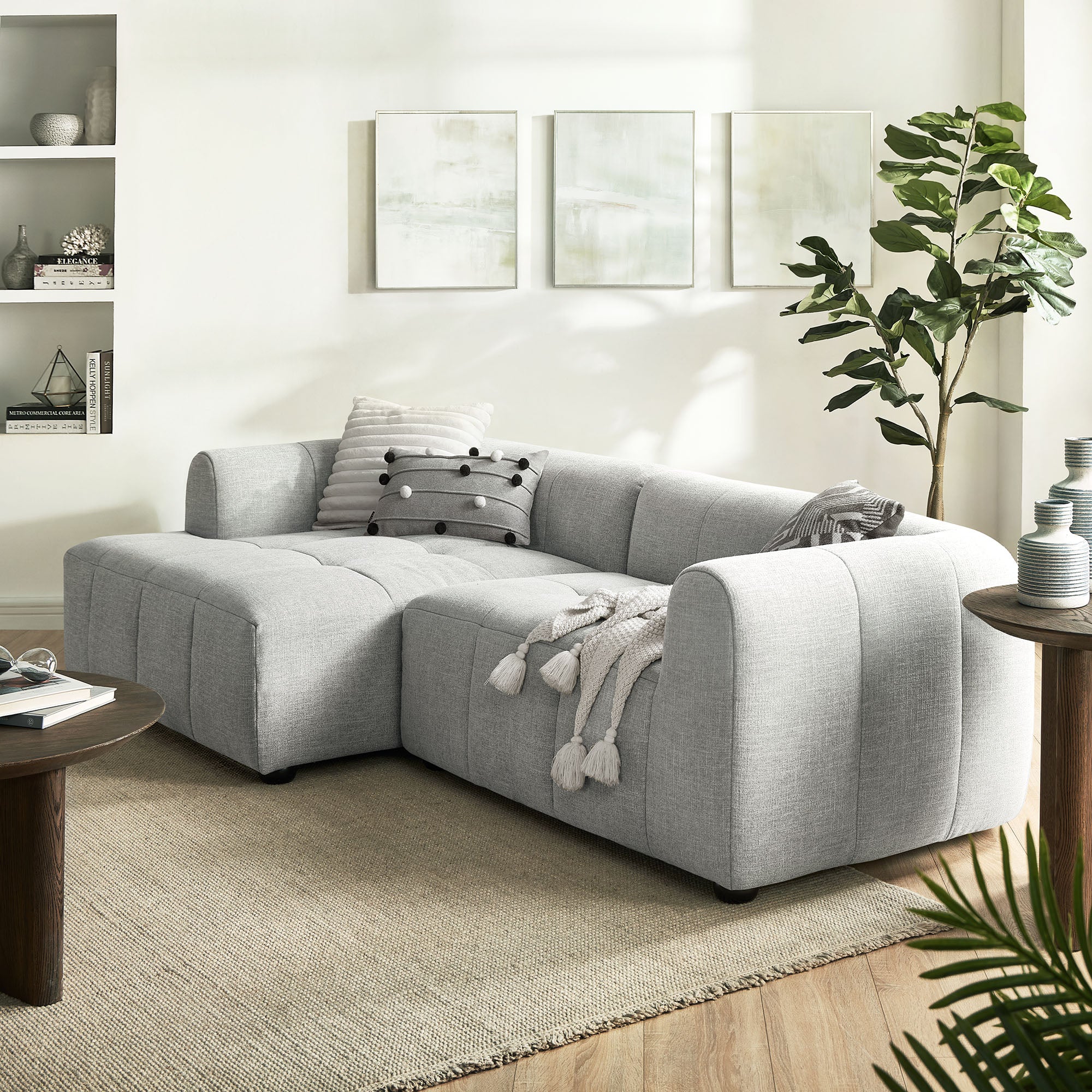 Liana Left-Facing Upholstered Fabric Modular Sofa with Chaise by Modway - Best Buy Furniture