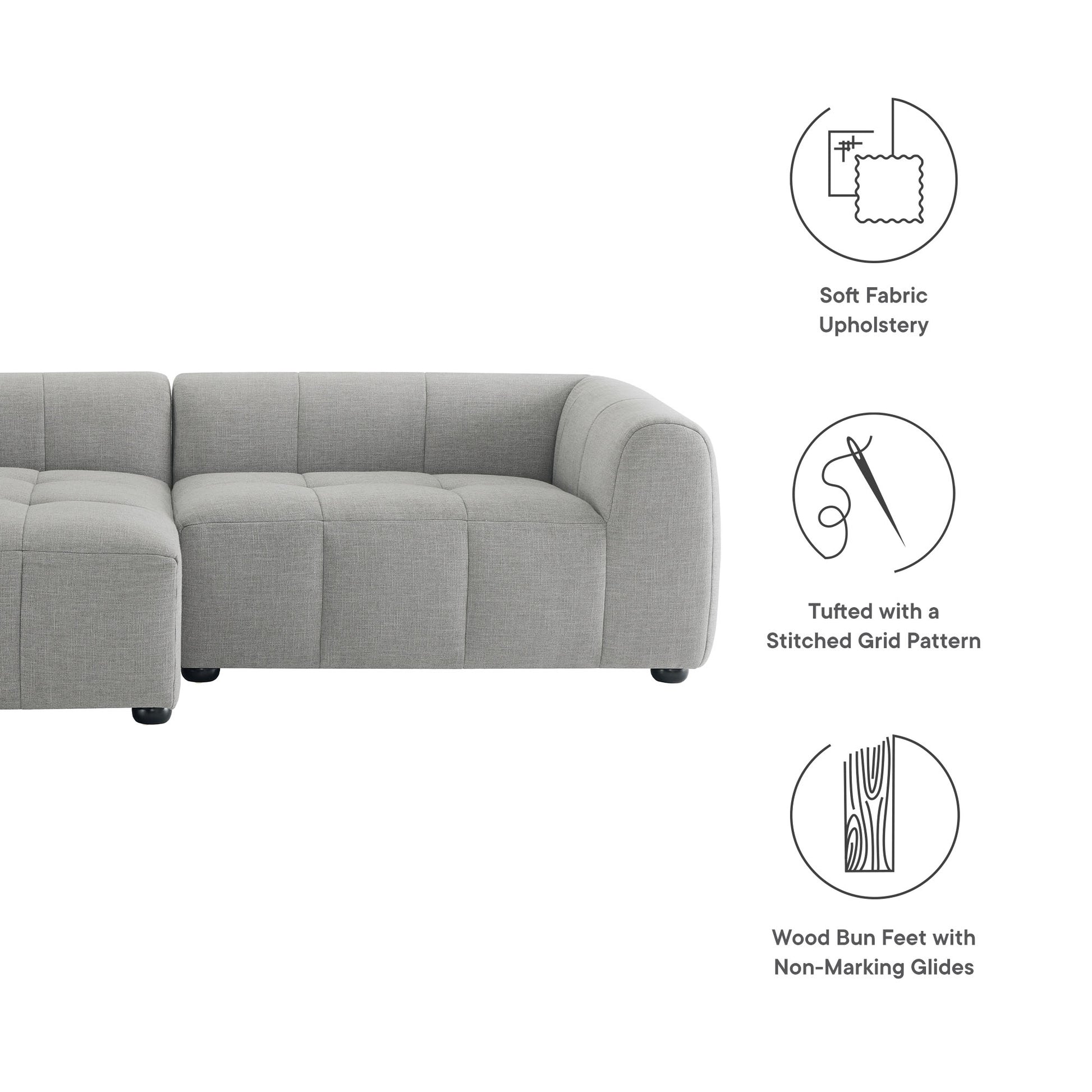 Liana Left-Facing Upholstered Fabric Modular Sofa with Chaise by Modway - Best Buy Furniture