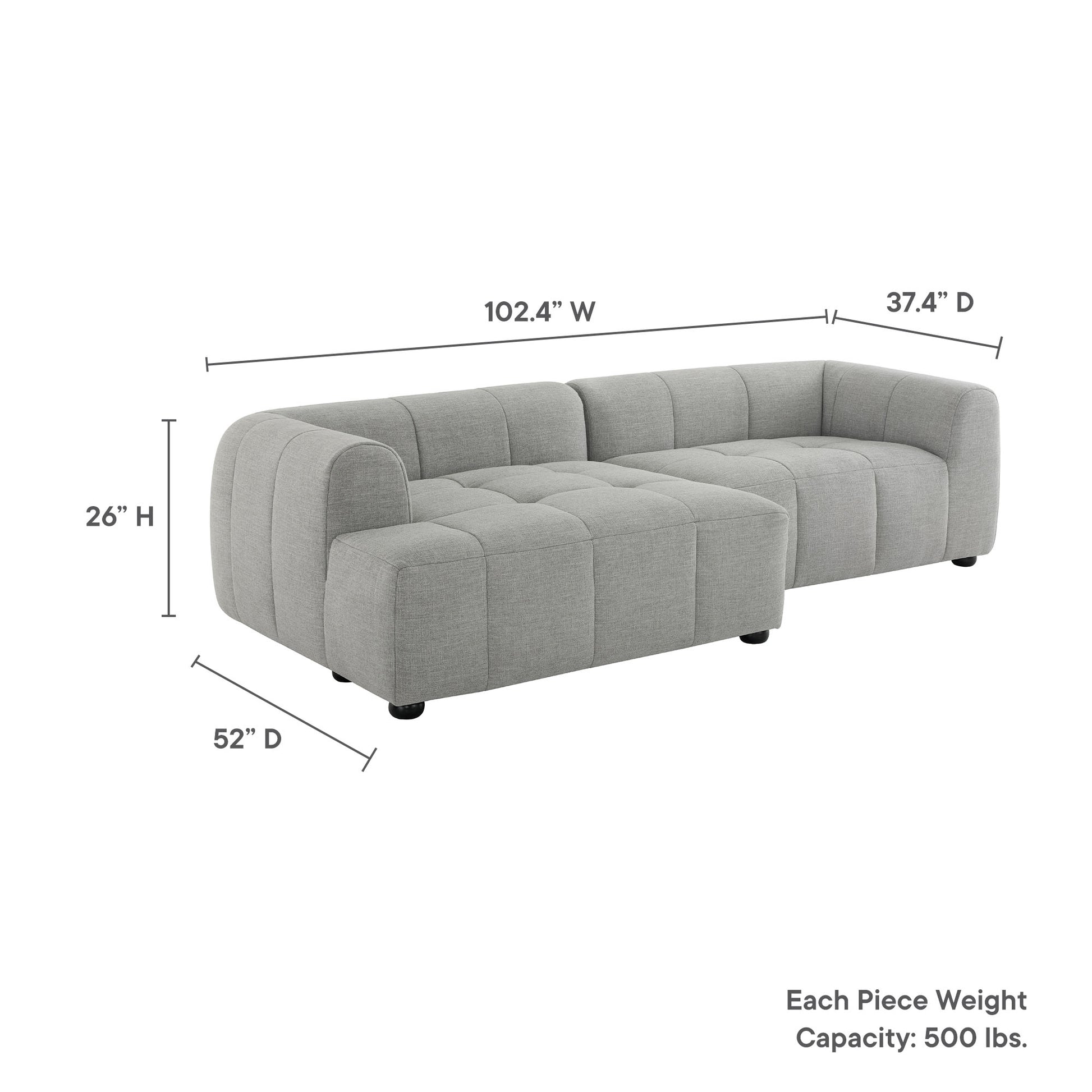 Liana Left-Facing Upholstered Fabric Modular Sofa with Chaise by Modway - Best Buy Furniture