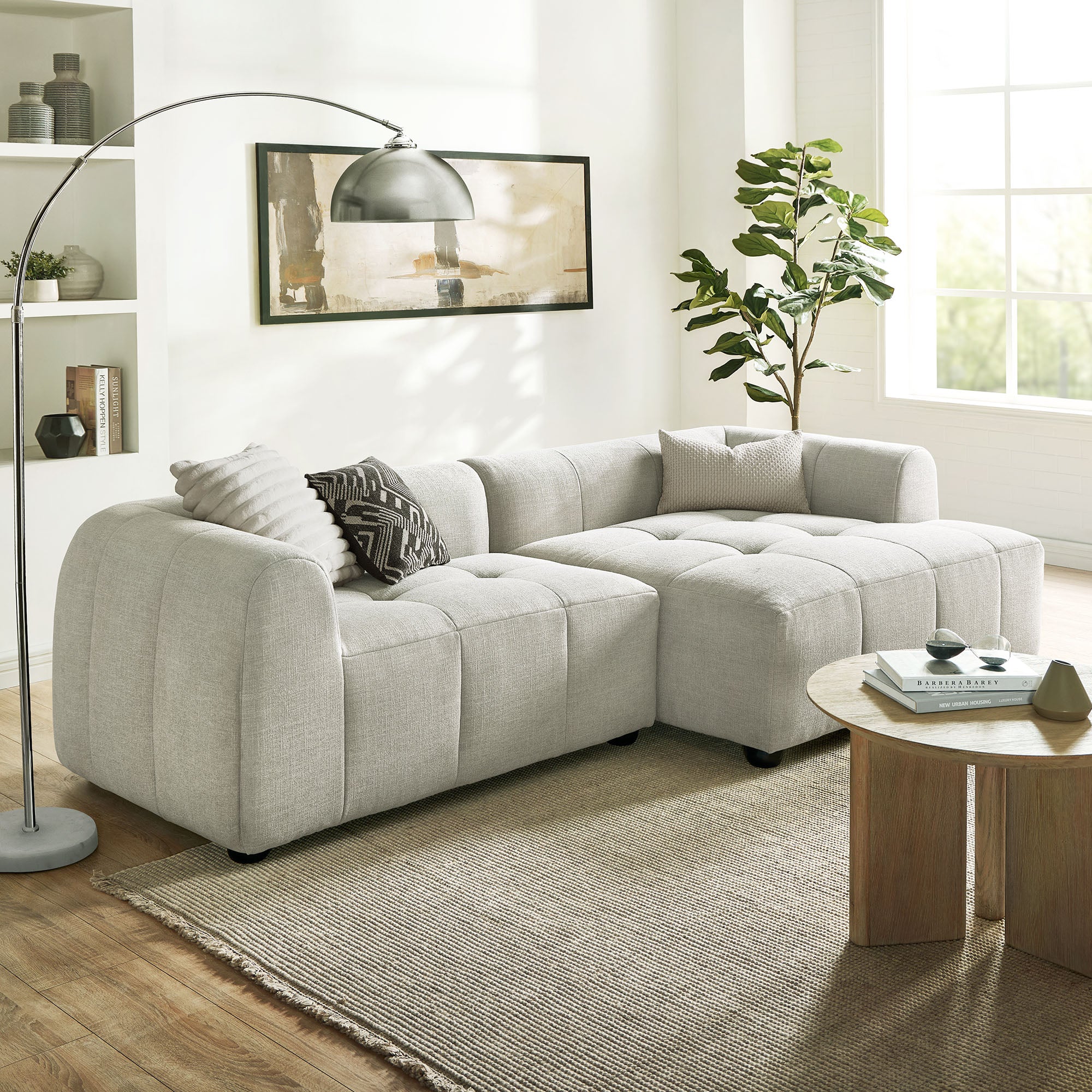 Liana Right-Facing Upholstered Fabric Modular Sofa with Chaise by Modway - Best Buy Furniture