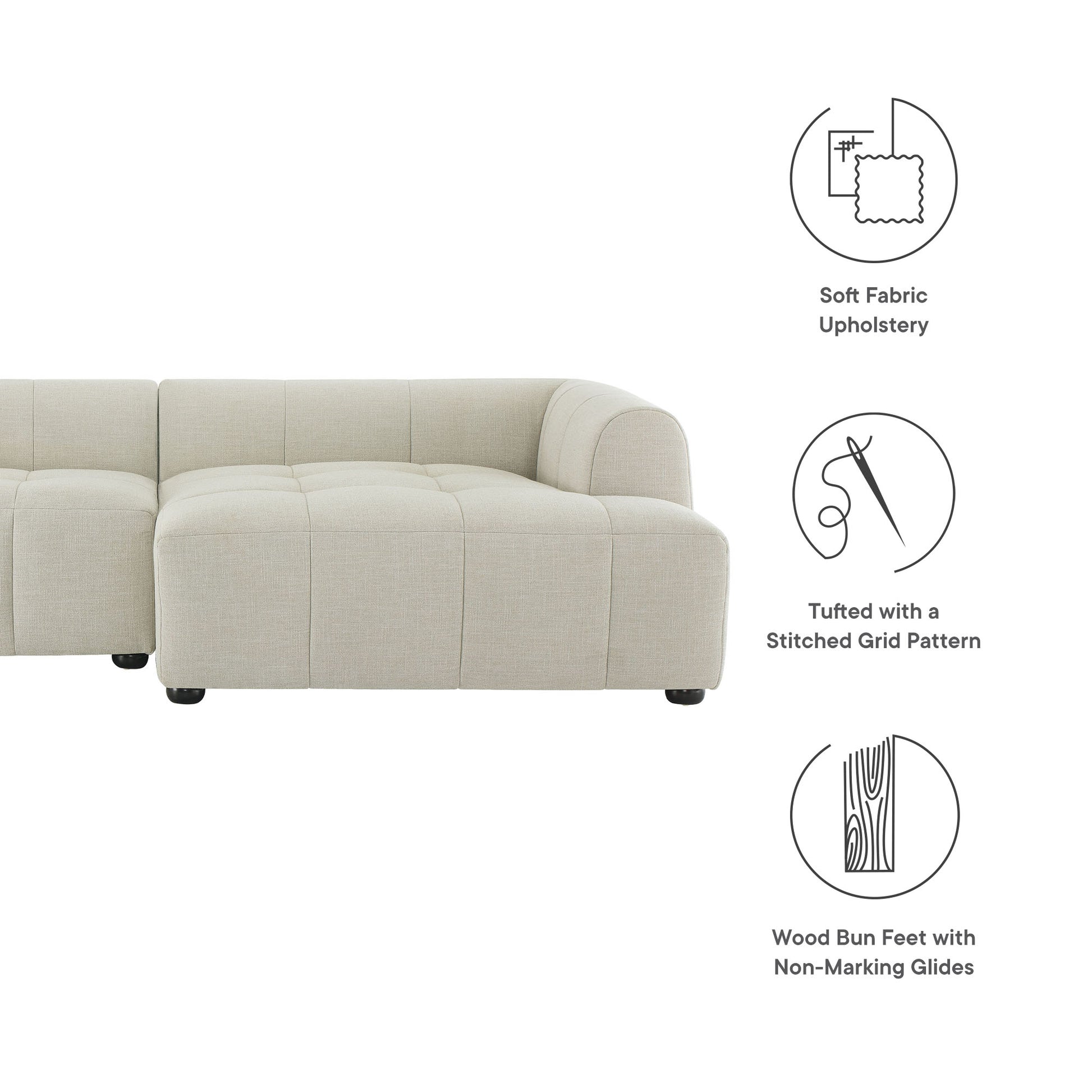 Liana Right-Facing Upholstered Fabric Modular Sofa with Chaise by Modway - Best Buy Furniture