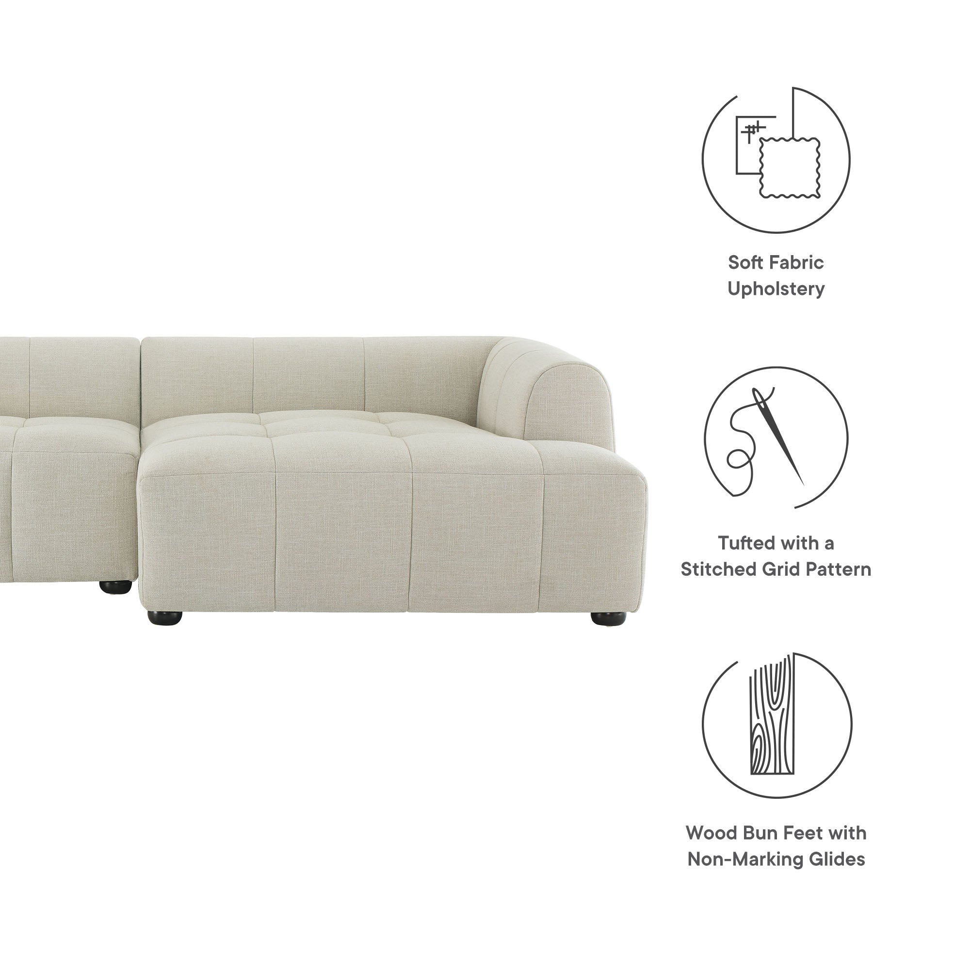 Liana Right-Facing Upholstered Fabric Modular Sofa with Chaise by Modway - Best Buy Furniture