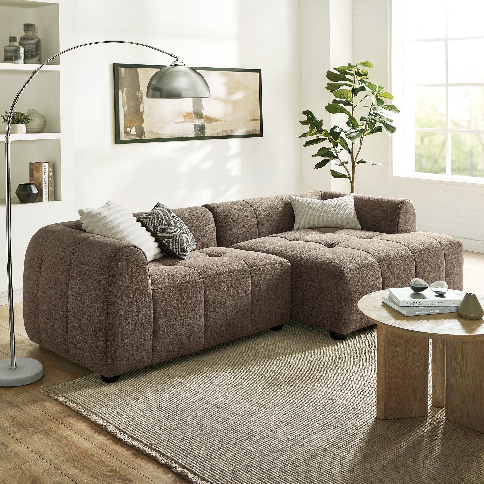 Liana Right-Facing Upholstered Fabric Modular Sofa with Chaise by Modway - Best Buy Furniture
