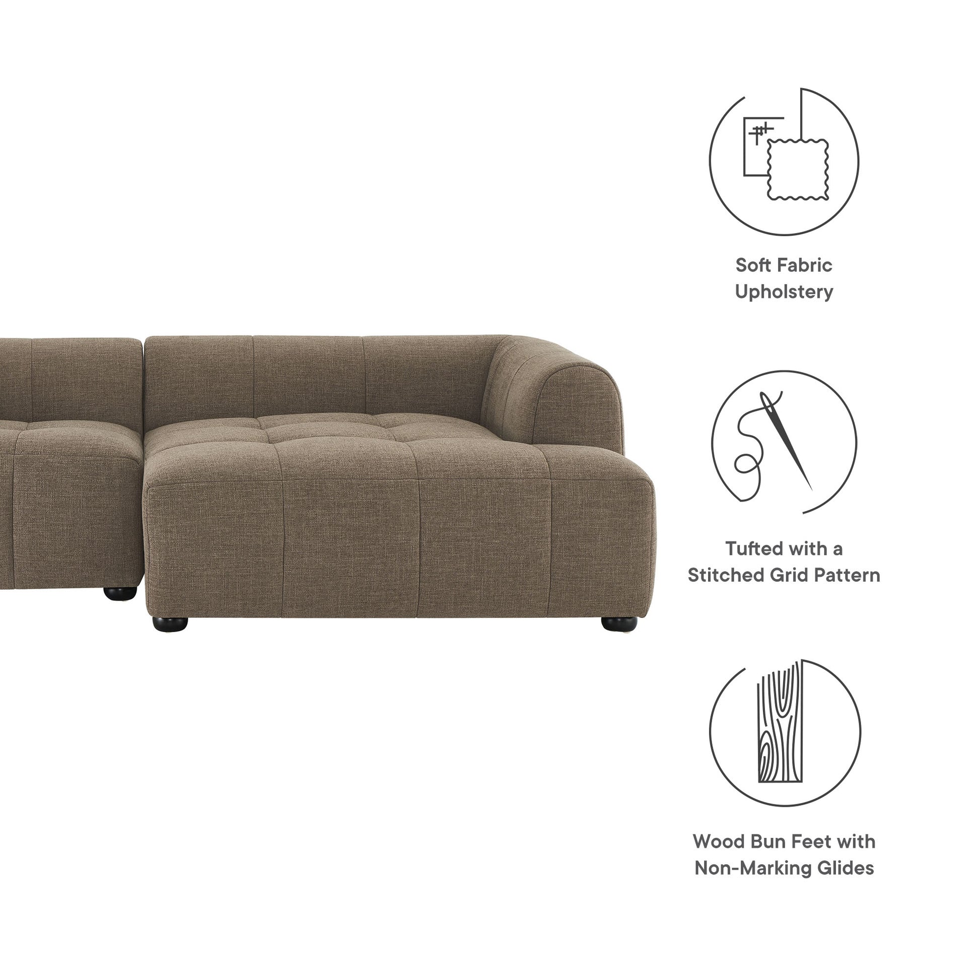 Liana Right-Facing Upholstered Fabric Modular Sofa with Chaise by Modway - Best Buy Furniture