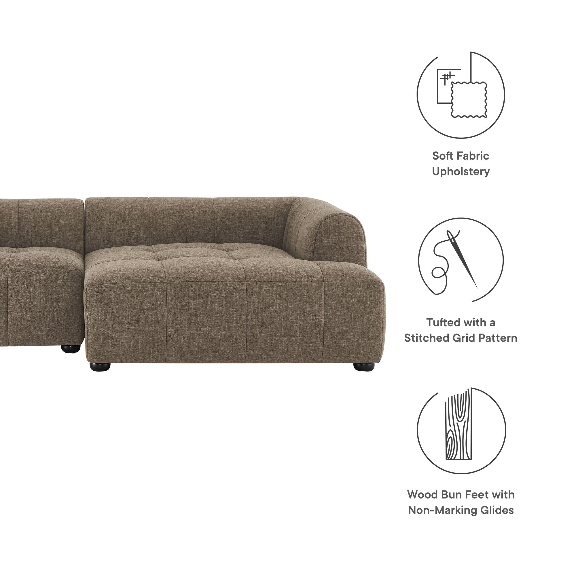 Liana Right-Facing Upholstered Fabric Modular Sofa with Chaise by Modway - Best Buy Furniture