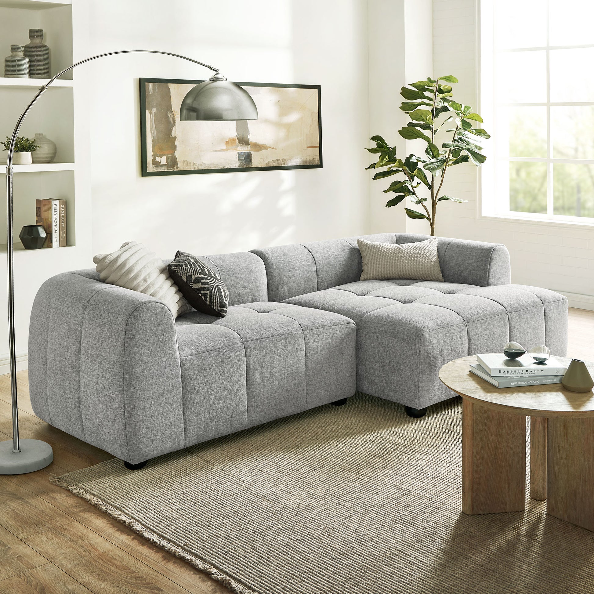Liana Right-Facing Upholstered Fabric Modular Sofa with Chaise by Modway - Best Buy Furniture