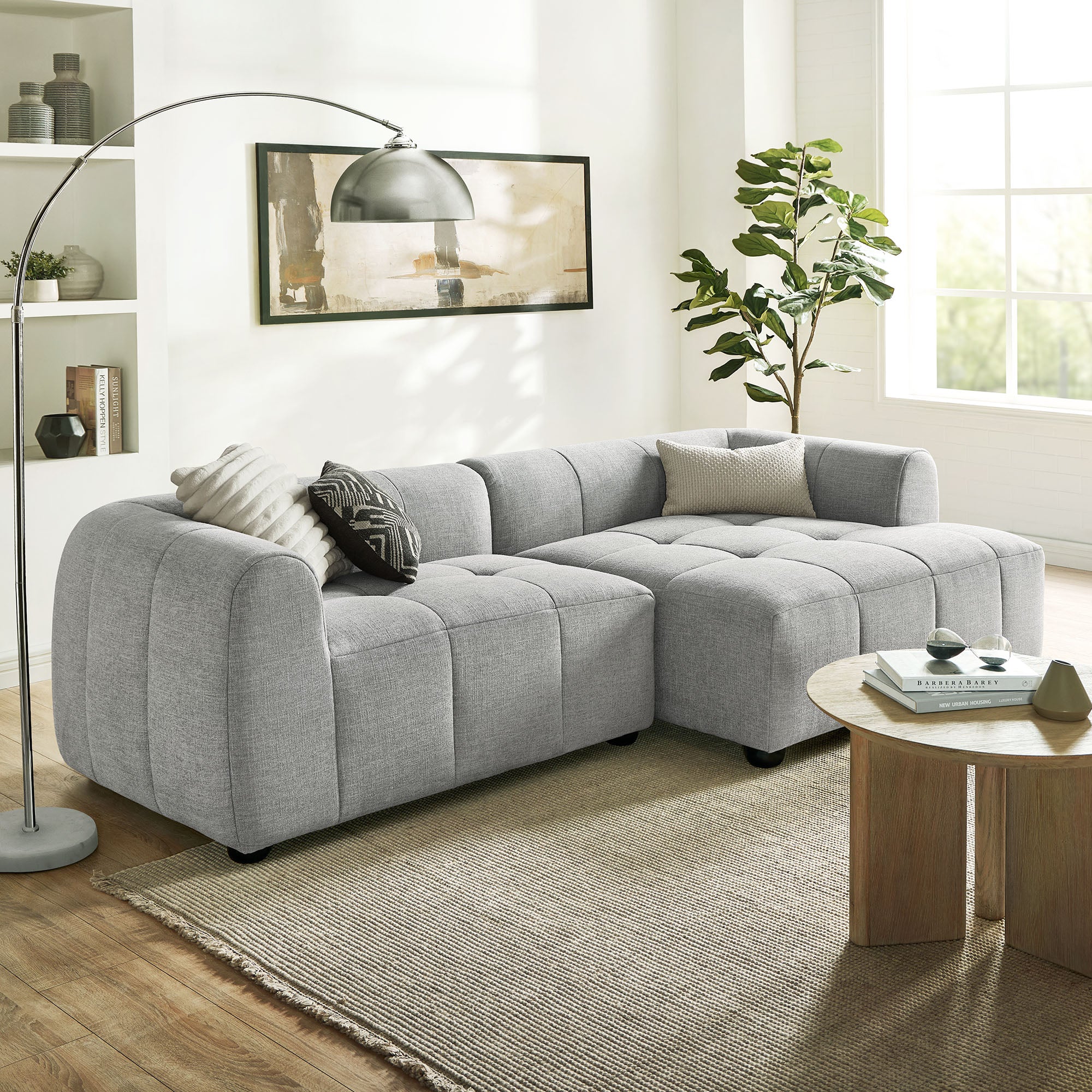 Liana Right-Facing Upholstered Fabric Modular Sofa with Chaise by Modway - Best Buy Furniture