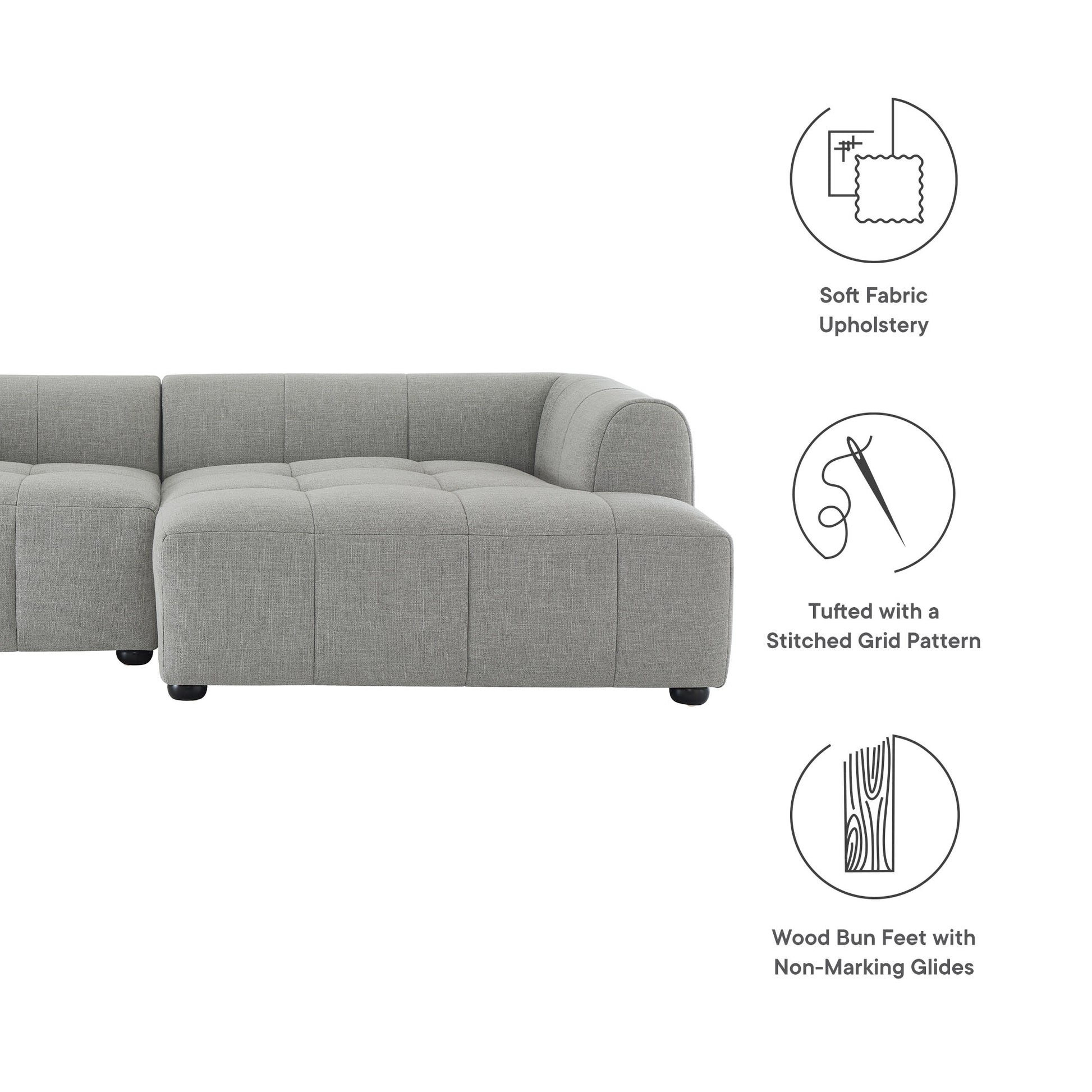 Liana Right-Facing Upholstered Fabric Modular Sofa with Chaise by Modway - Best Buy Furniture