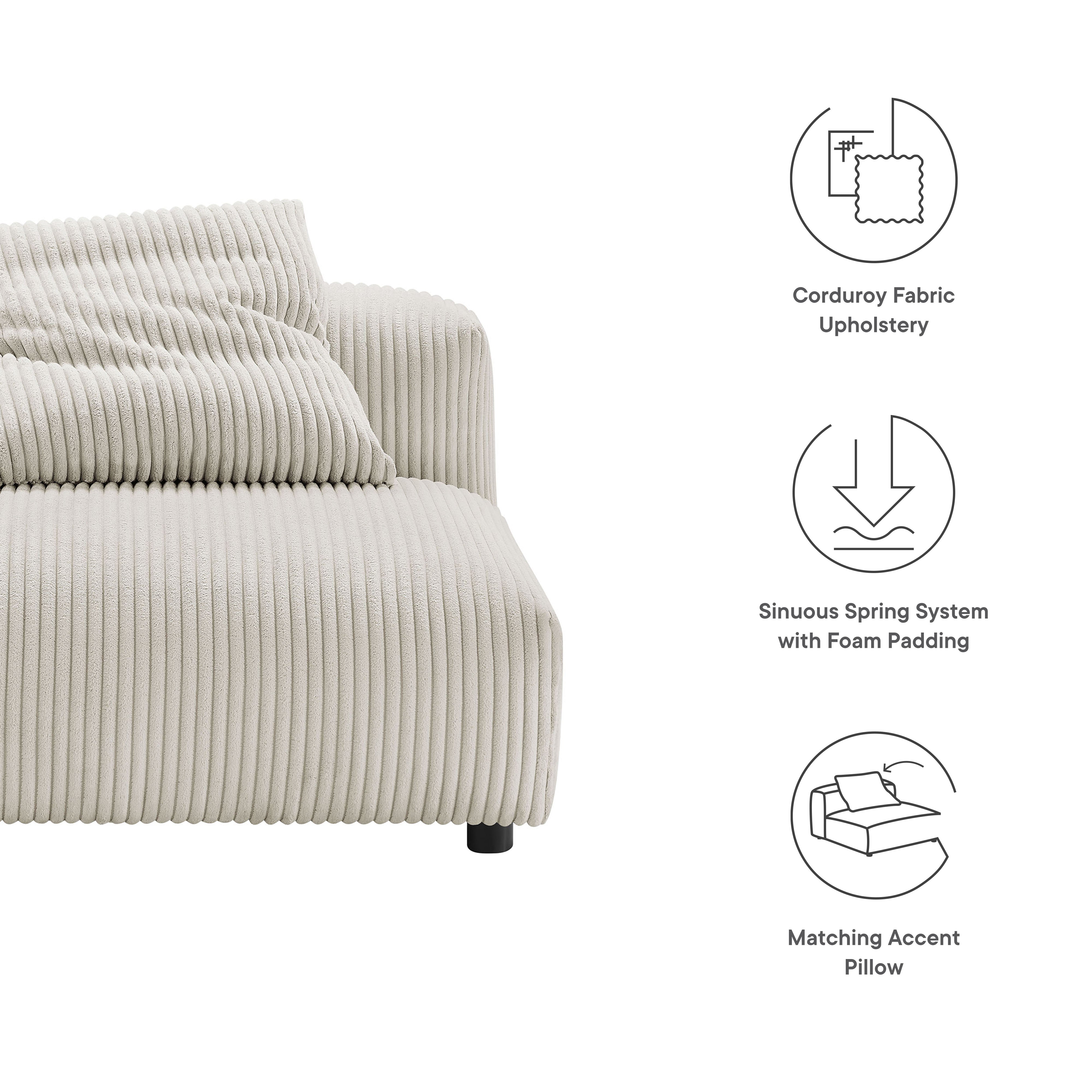 Solace Modular Corduroy Upholstered Armless Chair by Modway