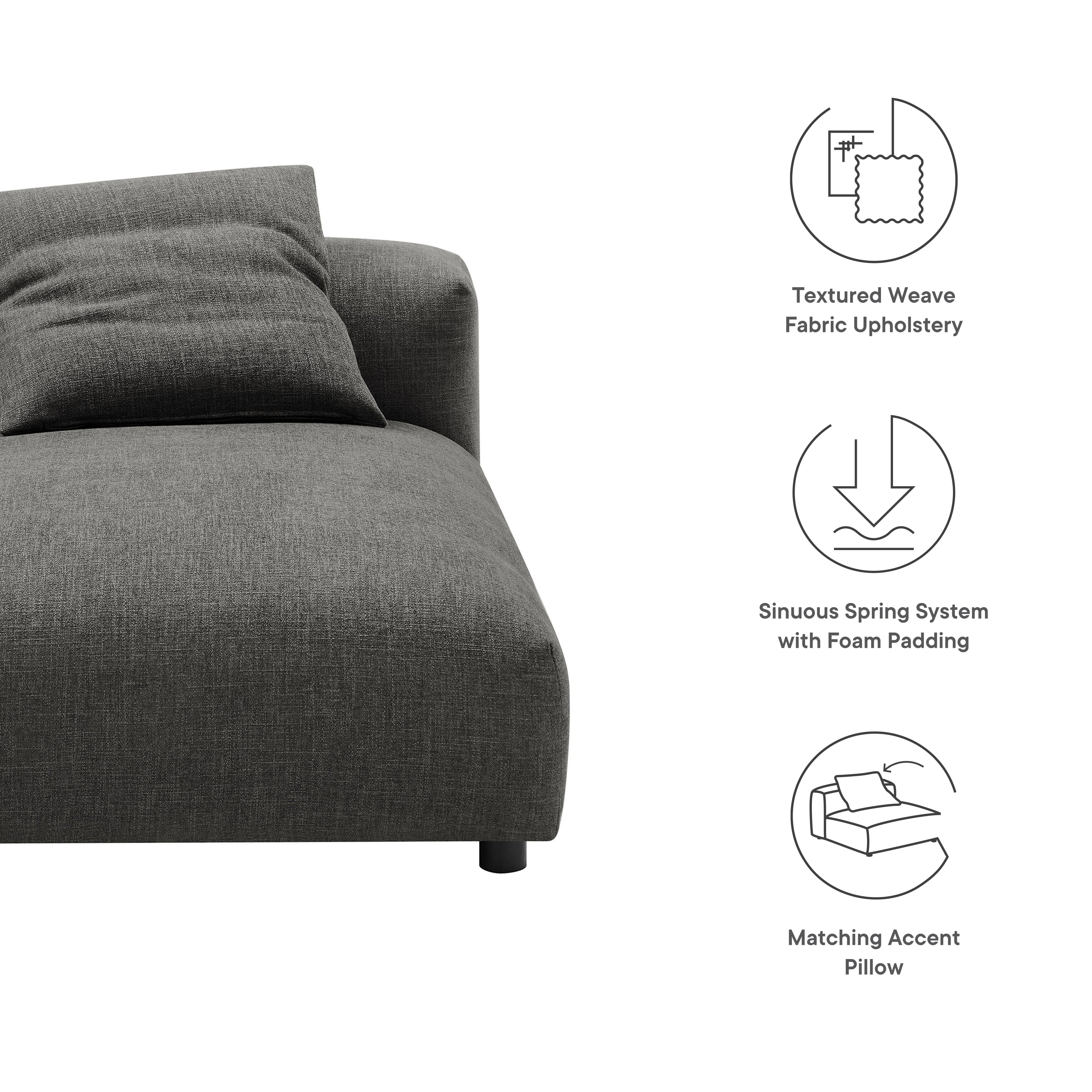 Solace Modular Upholstered Fabric Armless Chaise Lounge by Modway