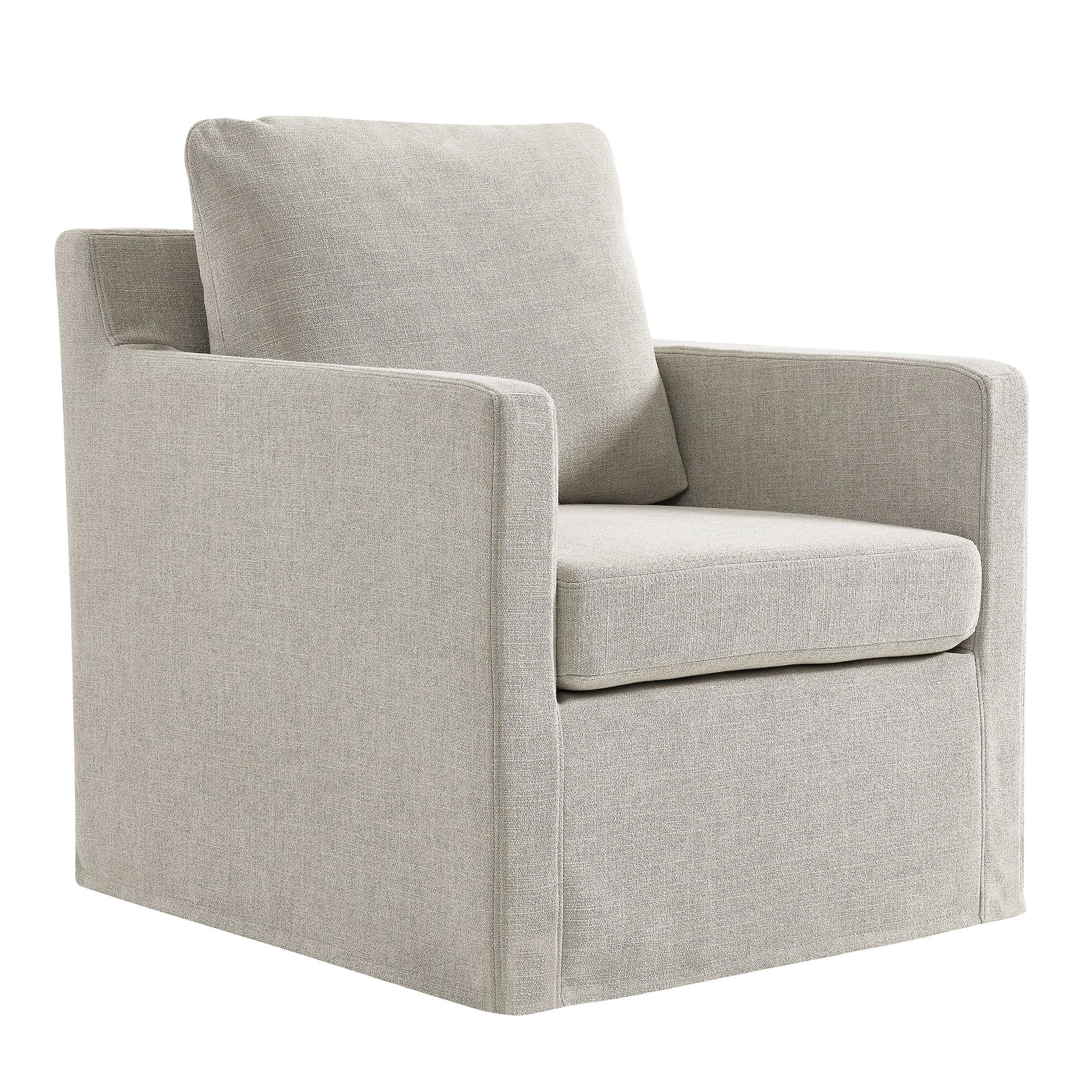 Serene Fabric Slipcovered Swivel Armchair - Best Buy Furniture