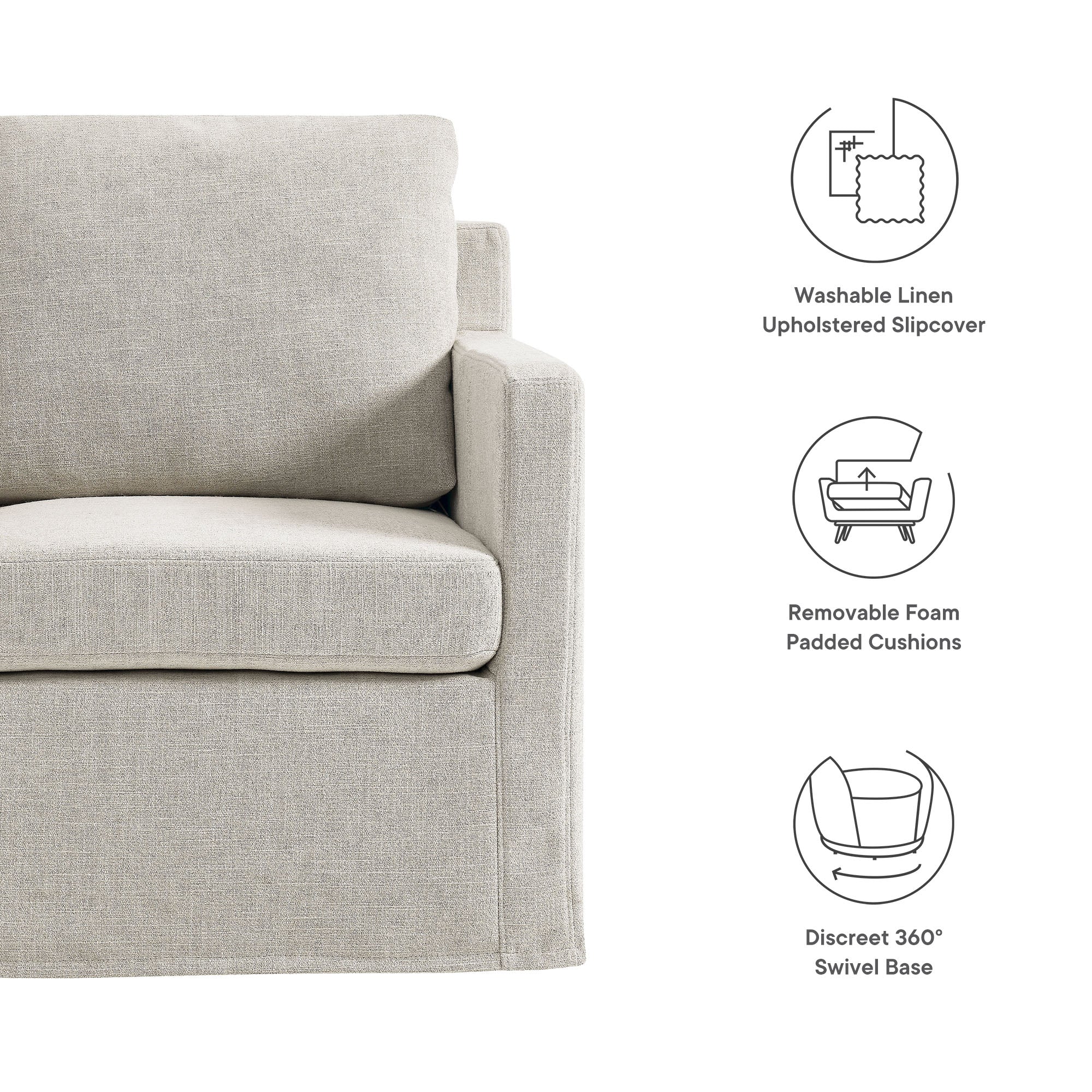 Serene Fabric Slipcovered Swivel Armchair by Modway