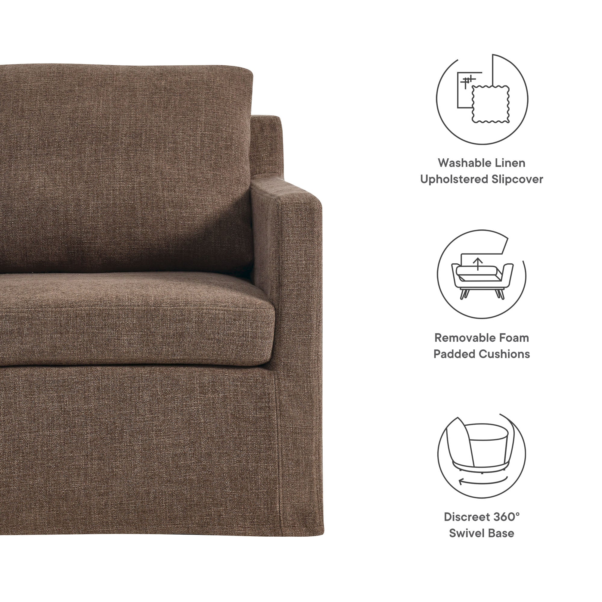 Serene Fabric Slipcovered Swivel Armchair by Modway