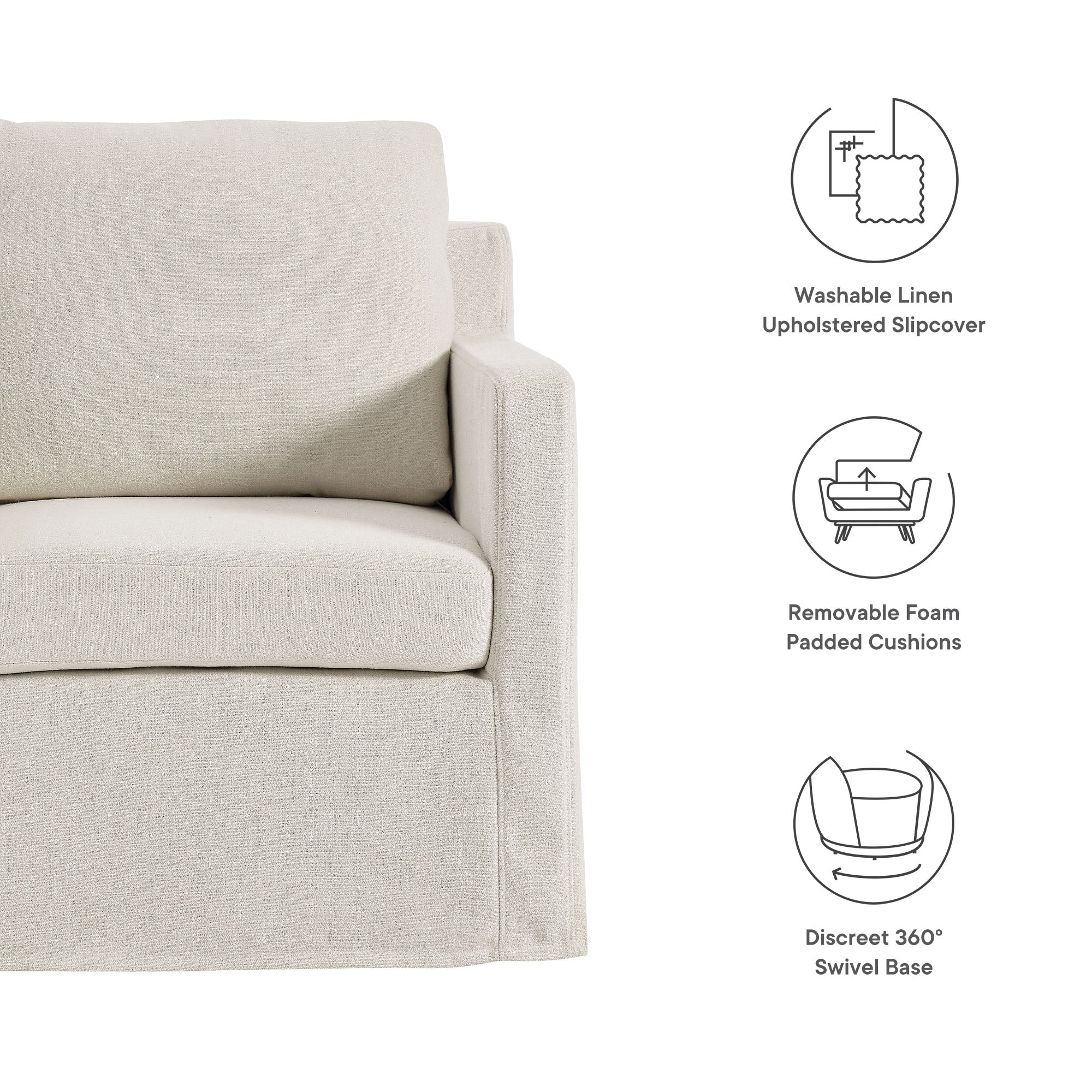 Serene Fabric Slipcovered Swivel Armchair by Modway