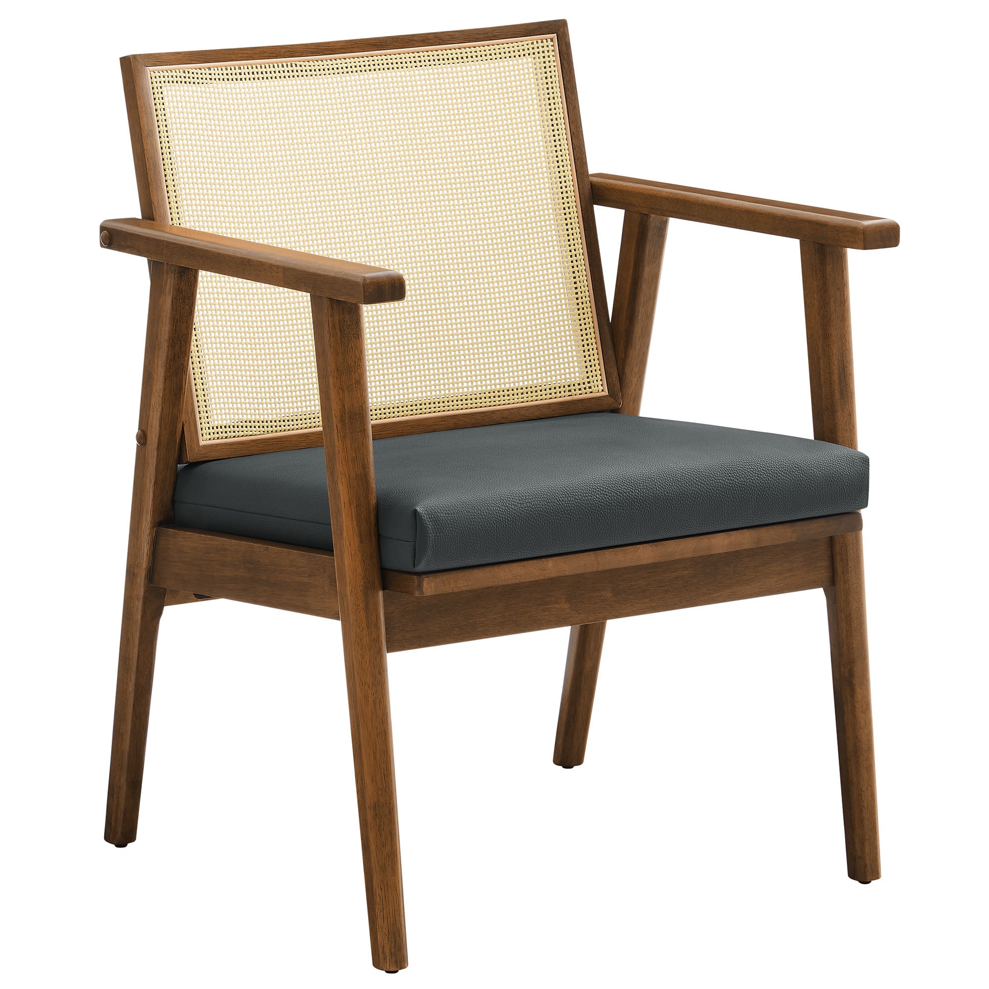 Thera Vegan Leather and Cane Accent Armchairs Set of 2 by Modway