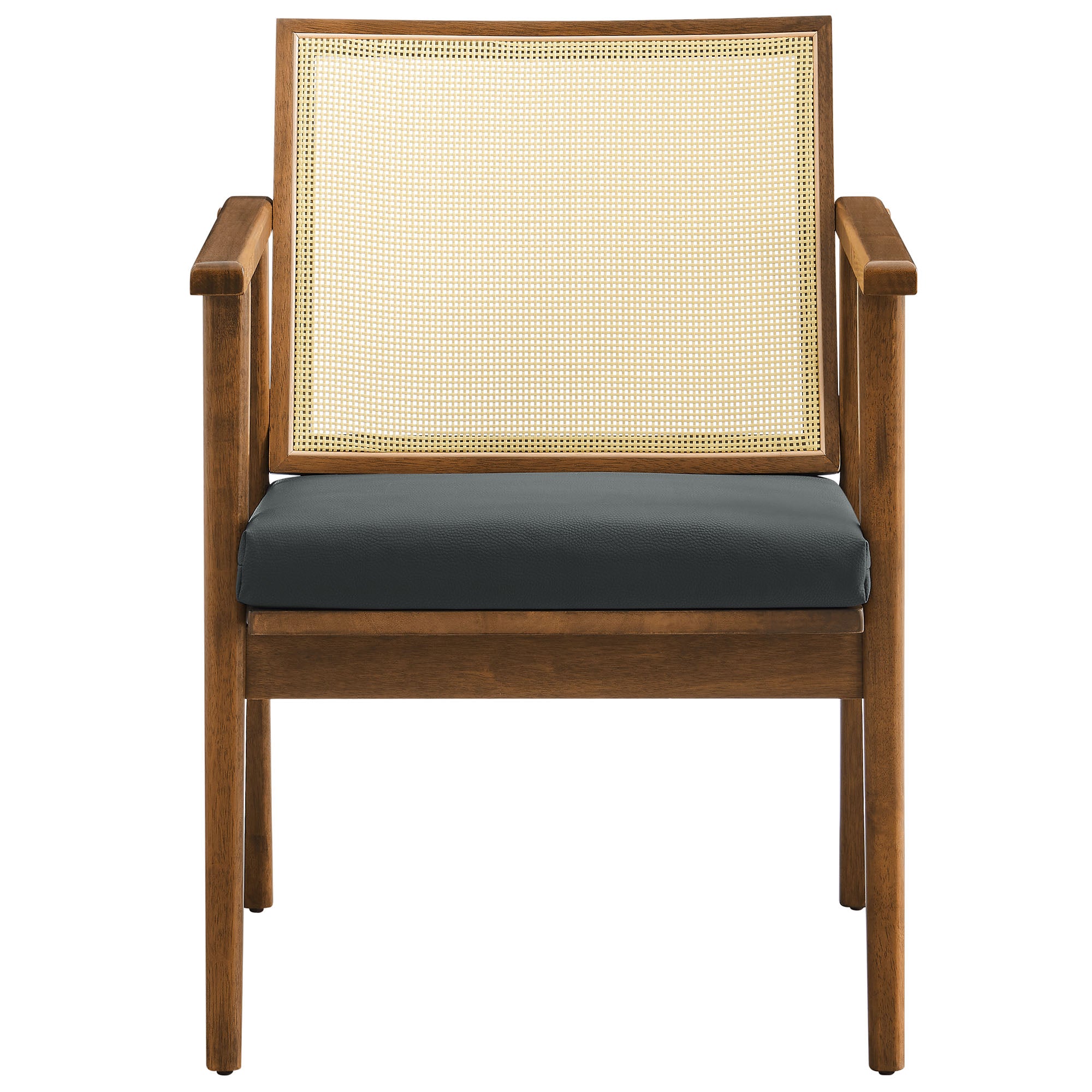 Thera Vegan Leather and Cane Accent Armchairs Set of 2 by Modway