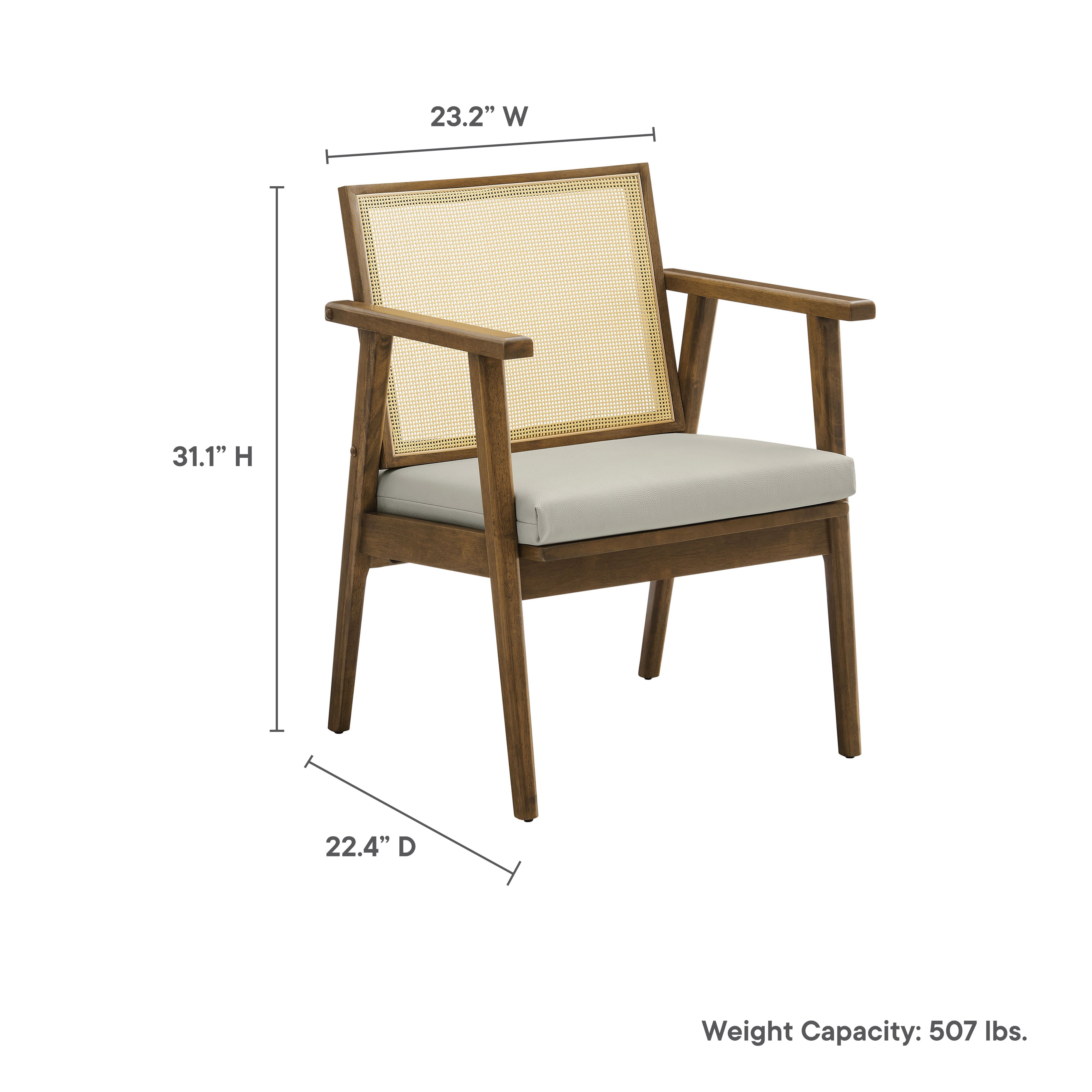Thera Vegan Leather and Cane Accent Armchairs Set of 2 by Modway