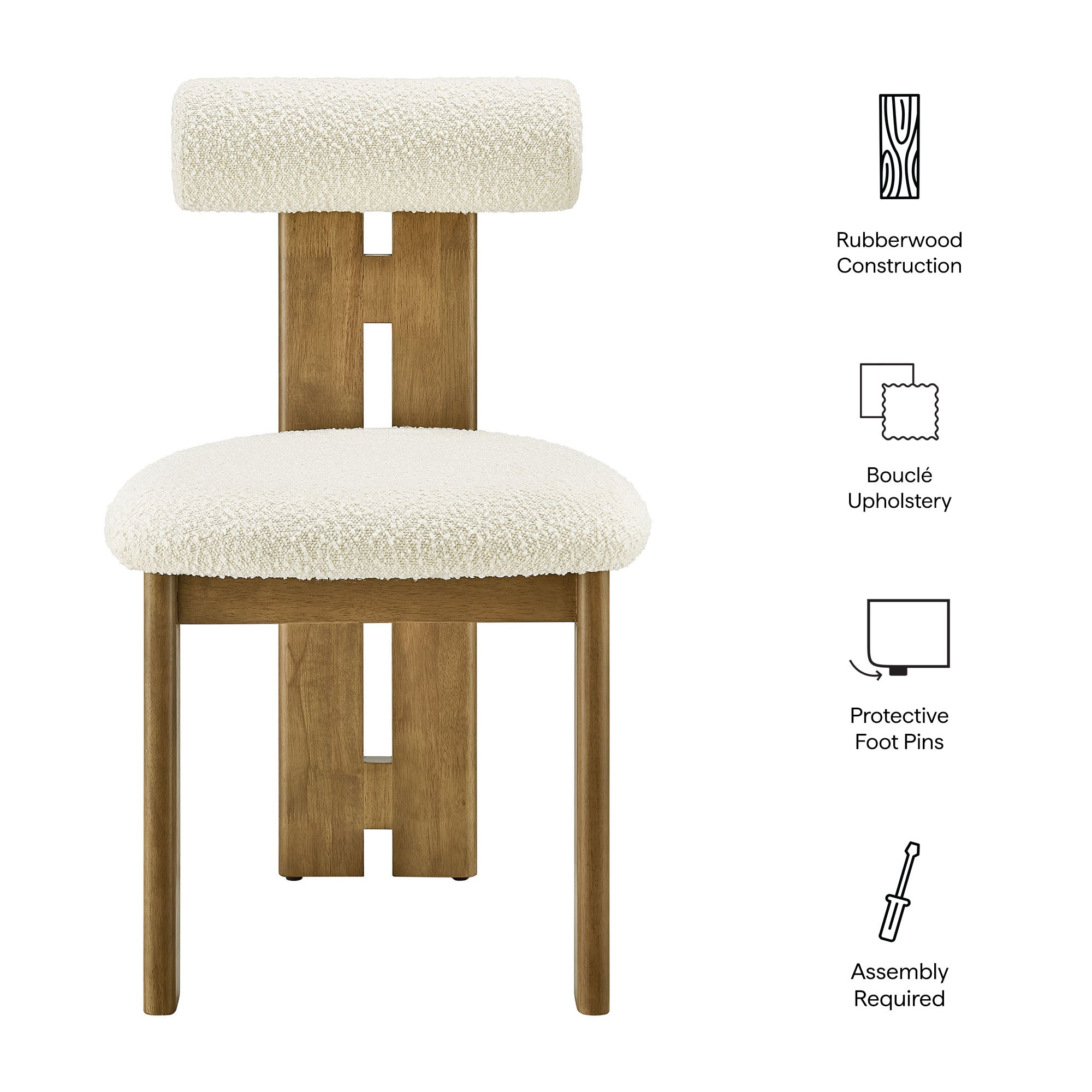 Torian Boucle Fabric Dining Chair Set of 2 by Modway