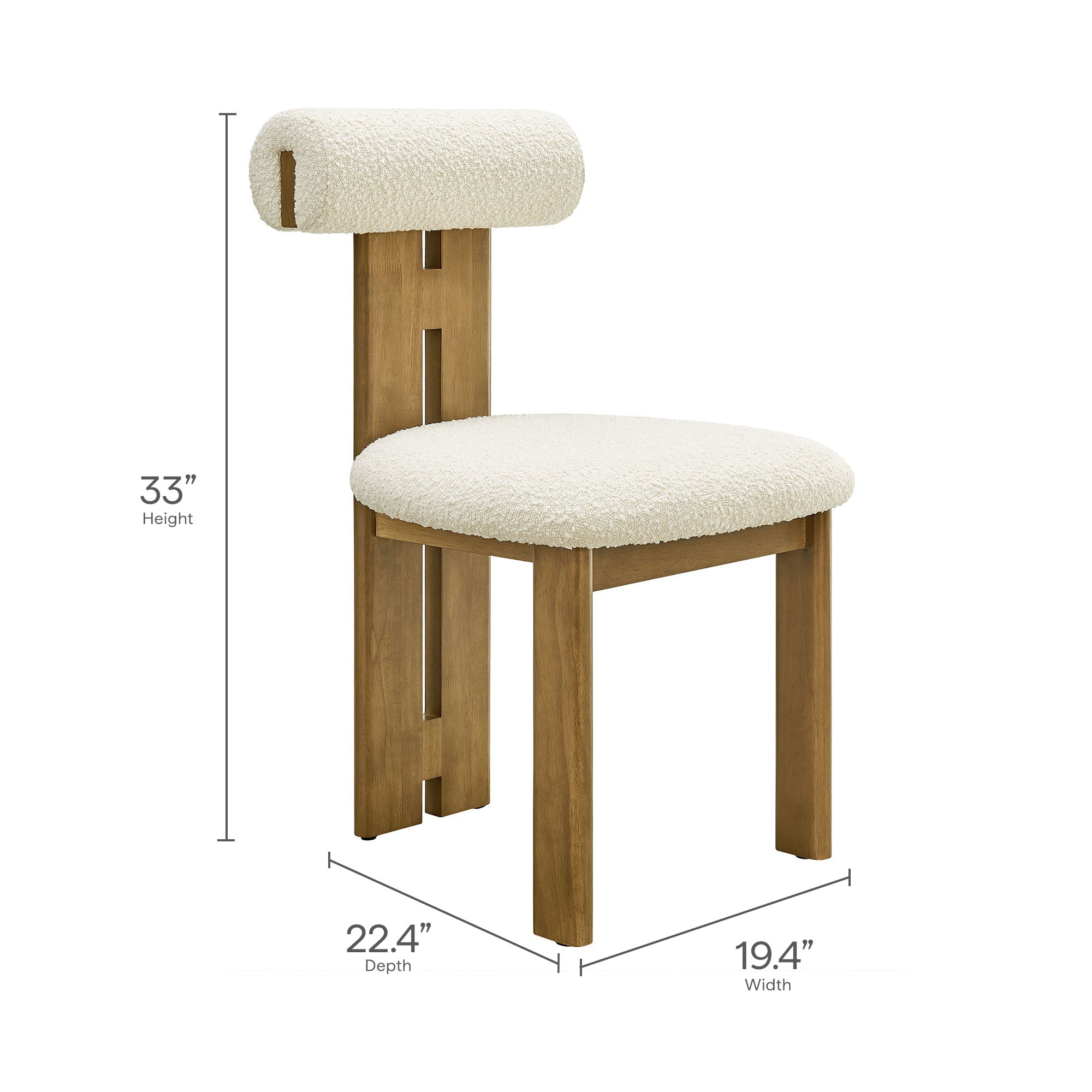 Torian Boucle Fabric Dining Chair Set of 2 by Modway