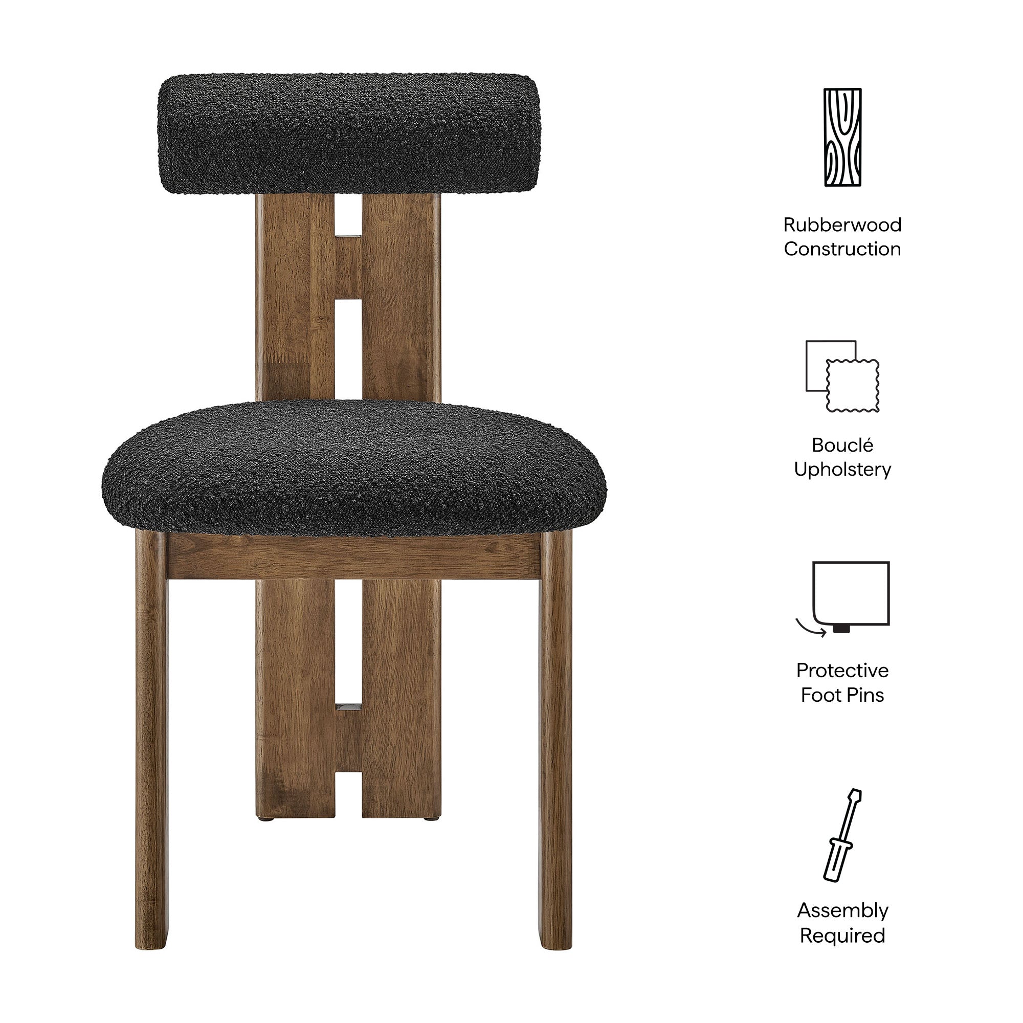 Torian Boucle Fabric Dining Chair Set of 2 by Modway