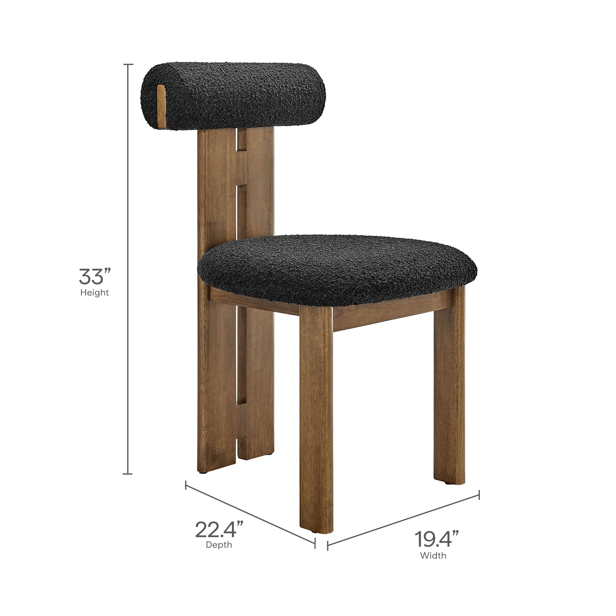 Torian Boucle Fabric Dining Chair Set of 2 by Modway