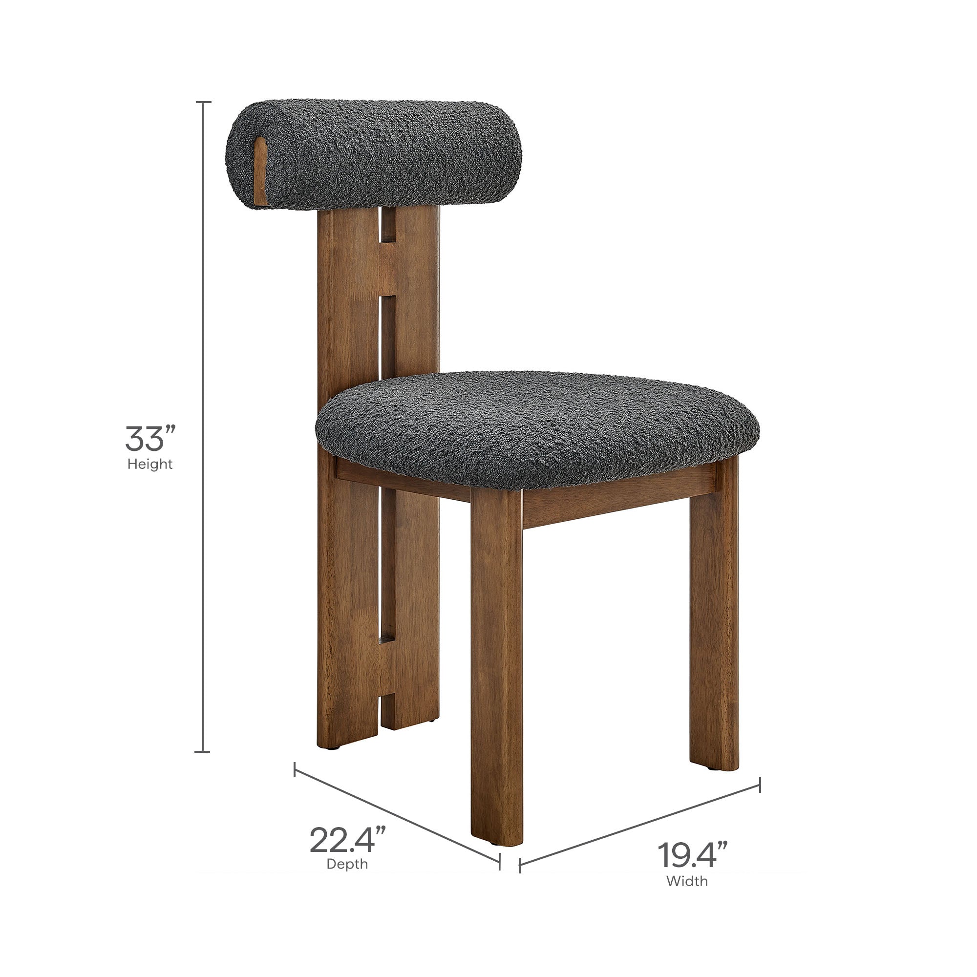 Torian Boucle Fabric Dining Chair Set of 2 by Modway