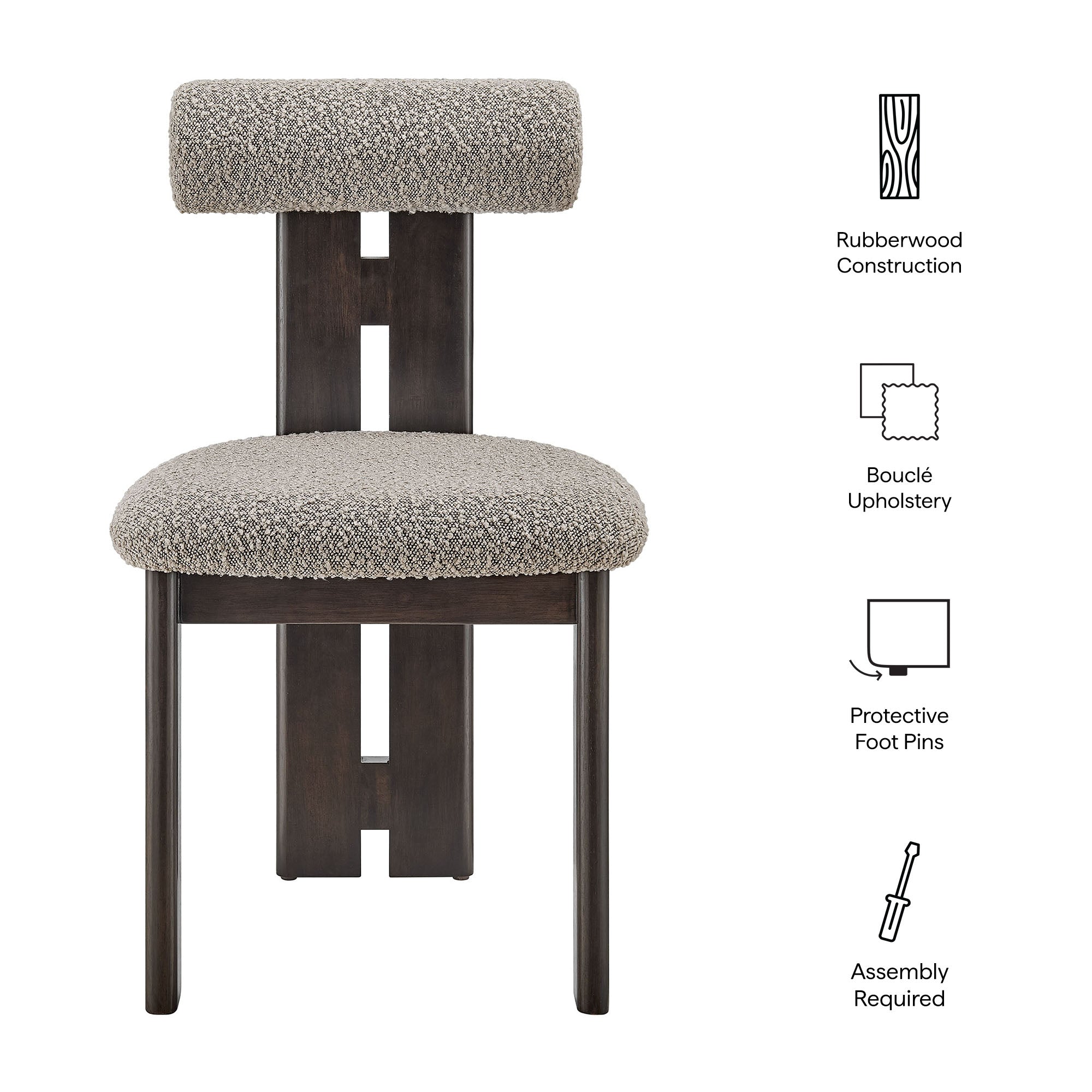 Torian Boucle Fabric Dining Chair Set of 2 by Modway