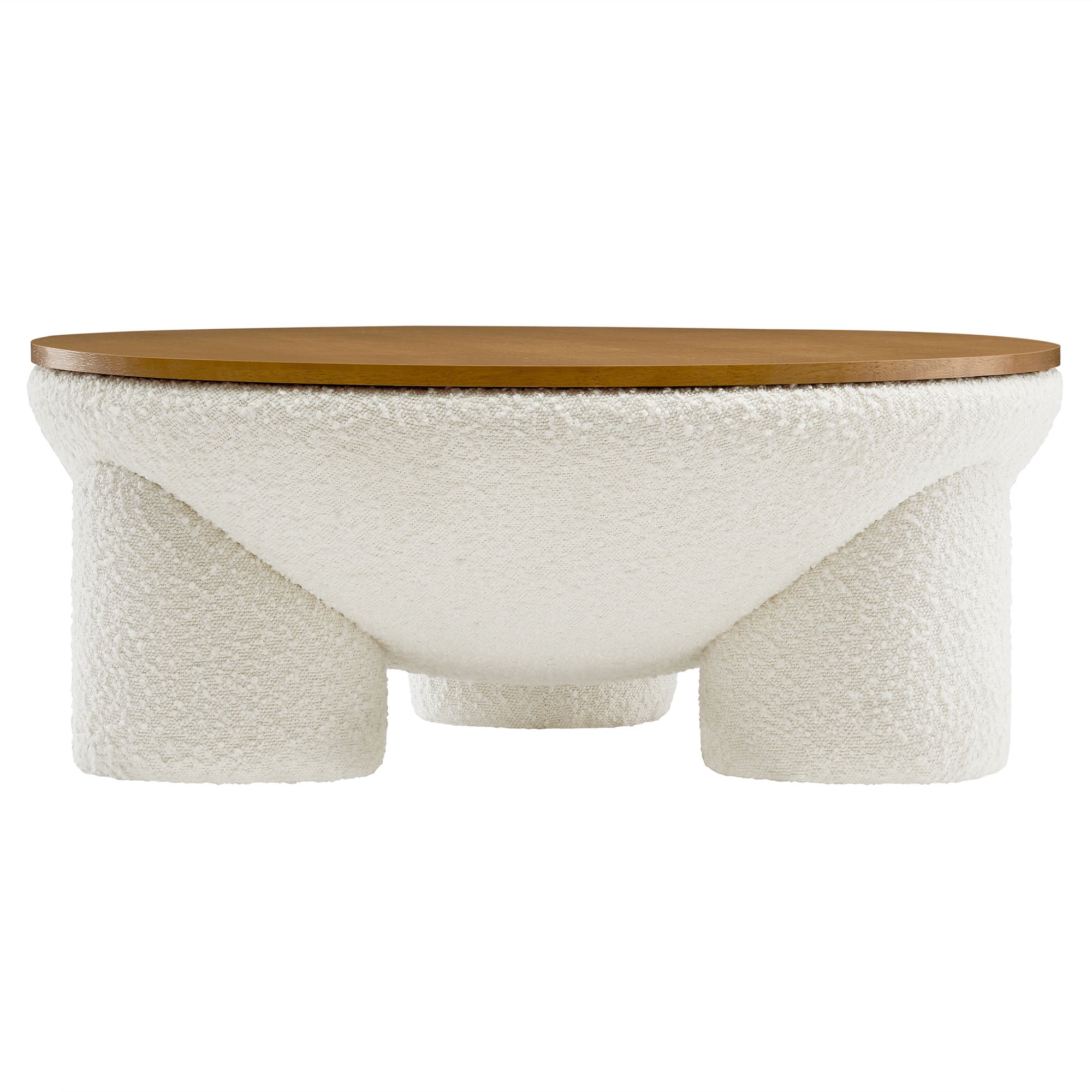 Tridome Round Boucle Upholstered Storage Coffee Table